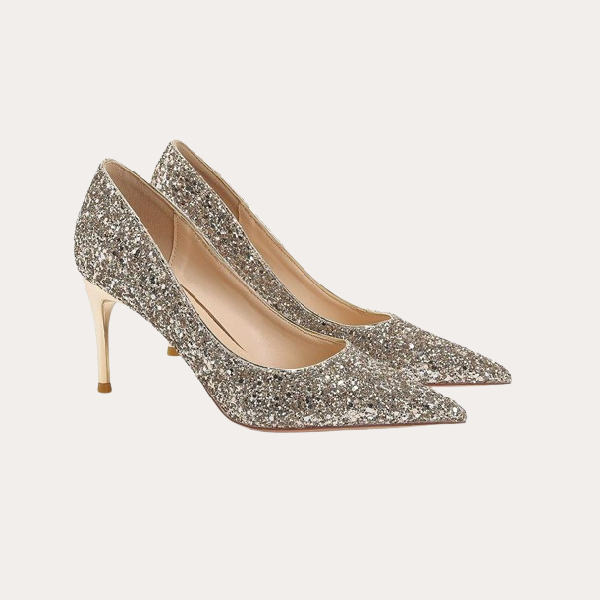 Atemberaubende Pailletten Frauen High Heels Hochzeit Schuhe