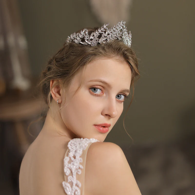 Gewölbte Kristall-Blätter Hochzeit Tiara