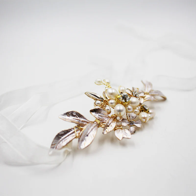 Goldene Blumen Schnürung Hochzeit Handgelenk Corsage