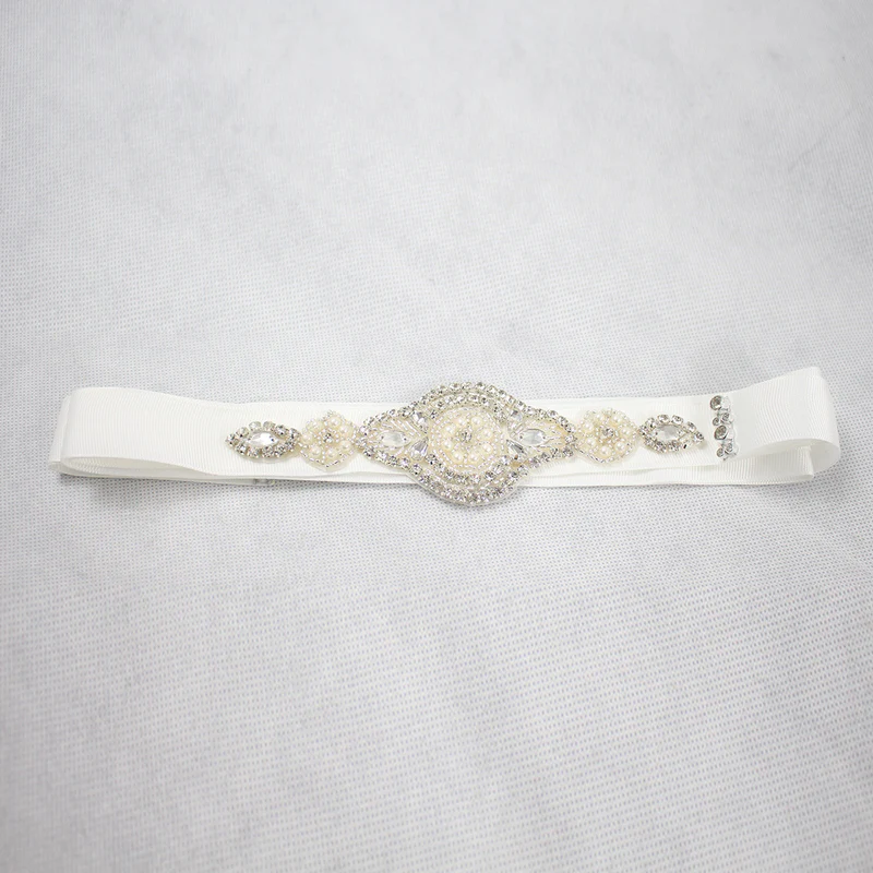 Perle Floral Hochzeit Schärpe Gürtel mit Strasssteinen