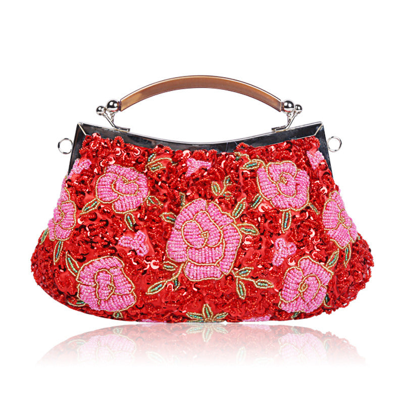 Vintage Handmade Flower Beaded Embroidery Abendtasche