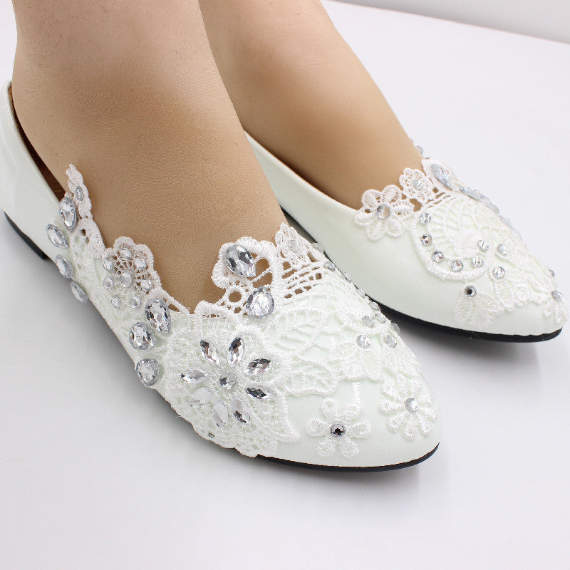Wunderschöne Teardrop Diamant verschönert Spitze Blume Hochzeit Schuhe