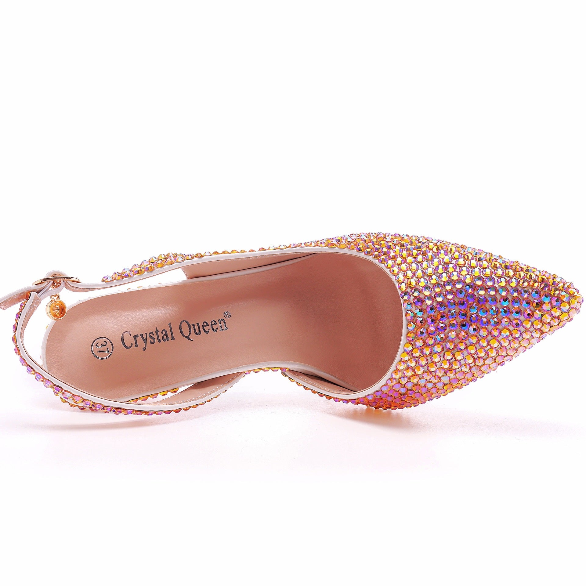 Spitze Zehen Strass Knöchelriemen Slingback High Heels