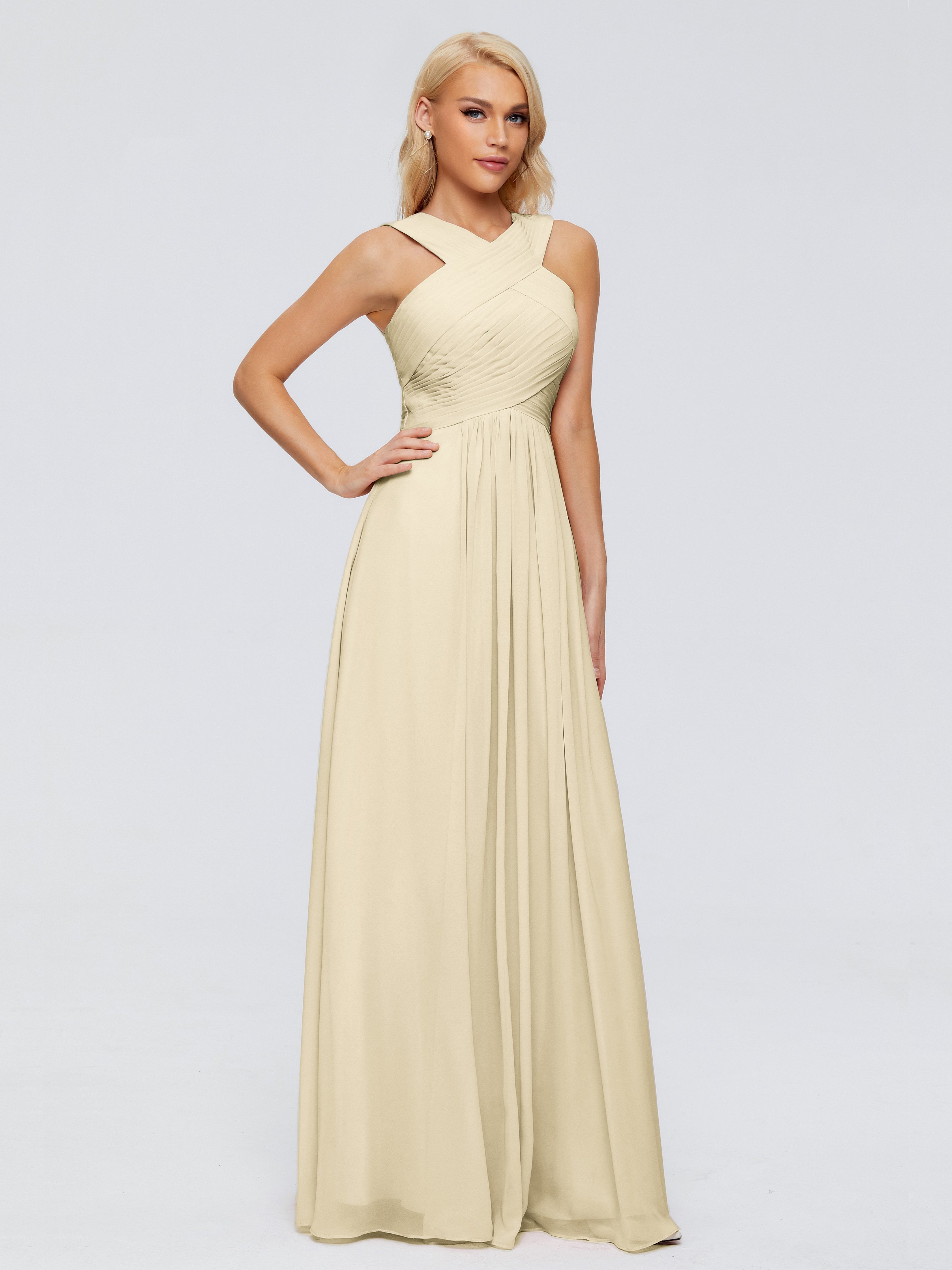 Aliyah A-Linie Träger Chiffon Brautjungfernkleider