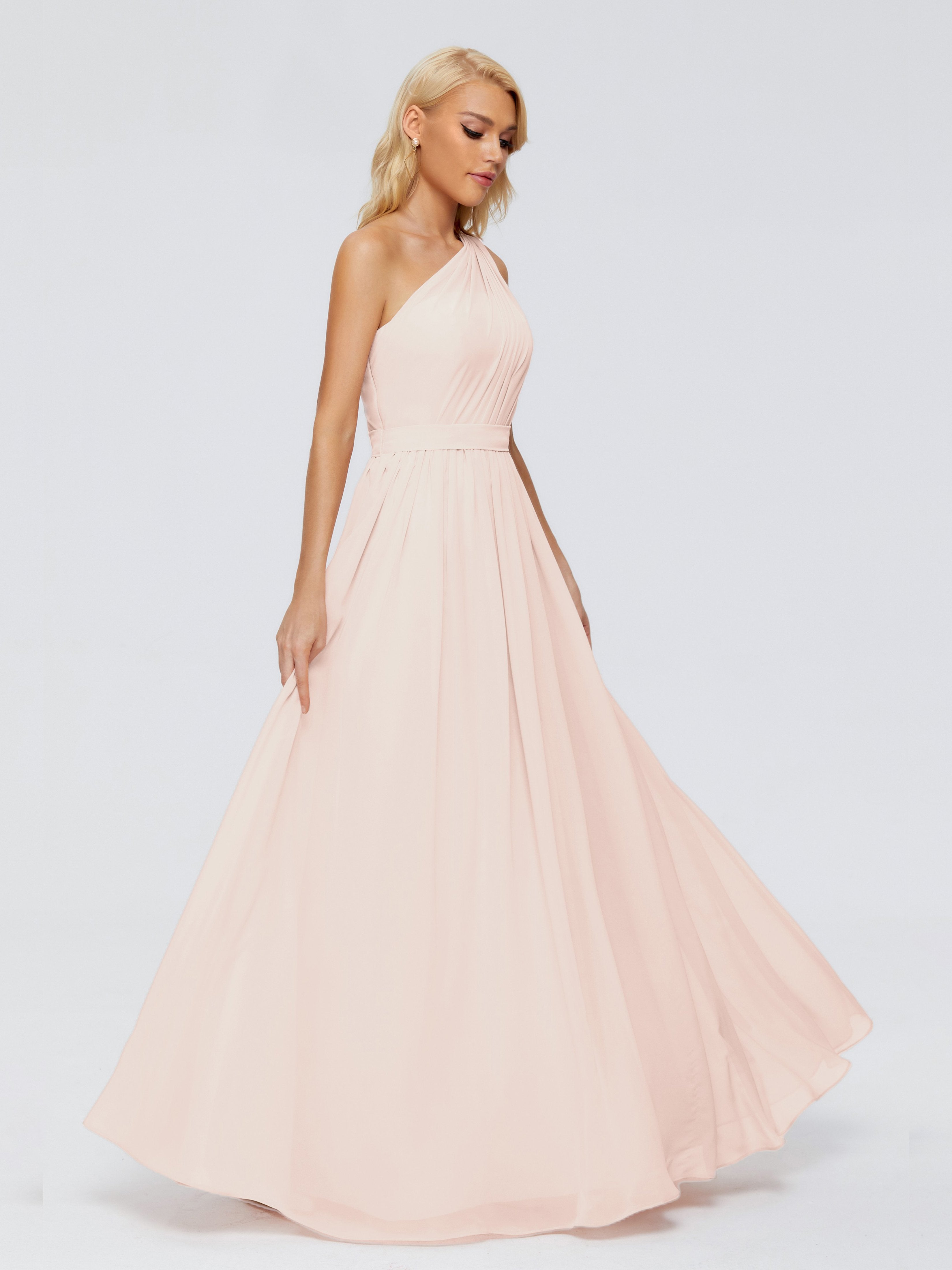 Arabella Ein-Schulter-Band Chiffon Brautjungfernkleider