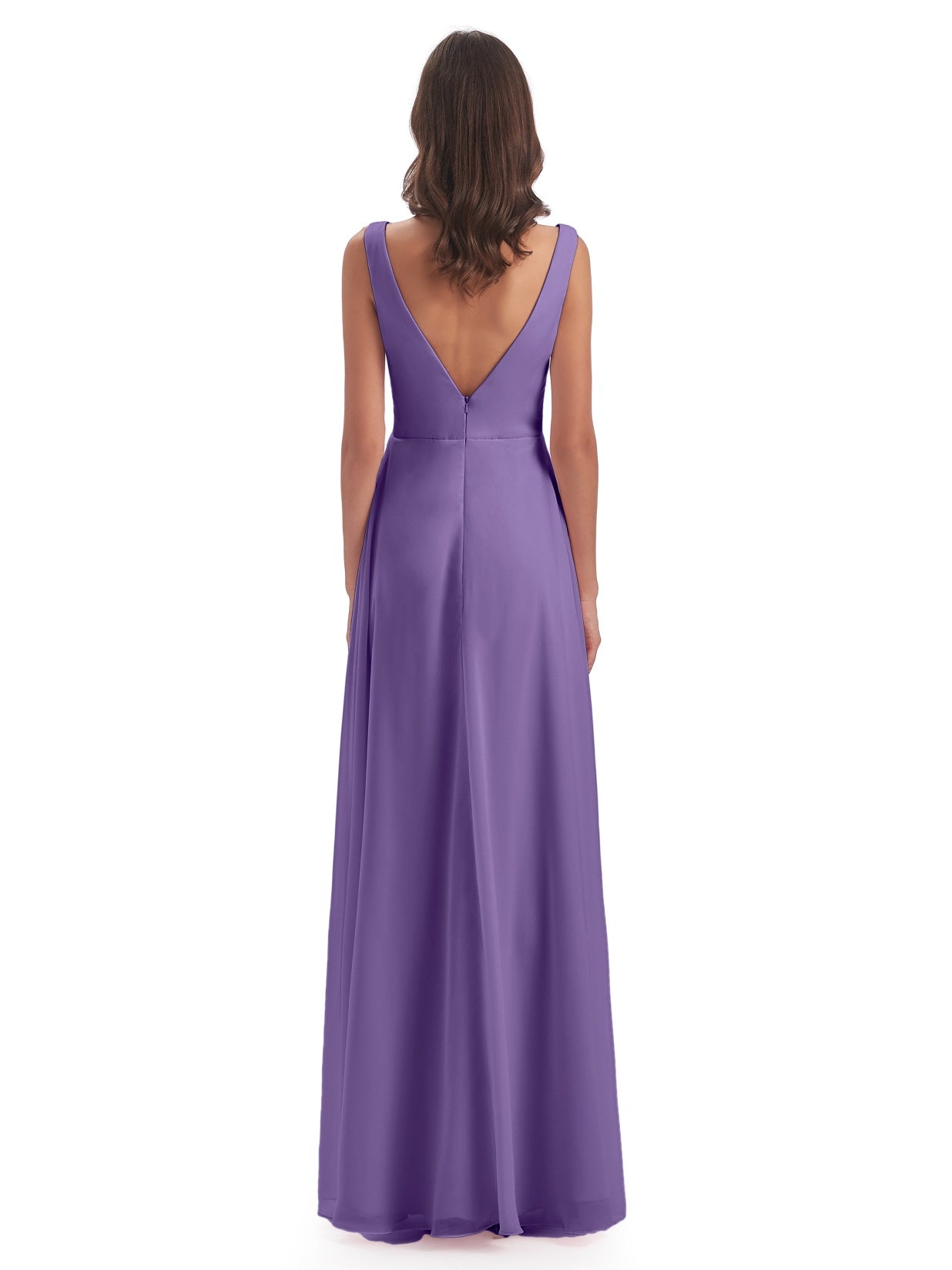 Jurnee Etui-Säule Bodenlange V-Ausschnitt Chiffon Lange Brautjungfernkleider