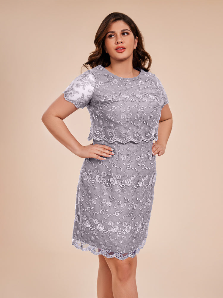 Klassisches Bodycon-Kleid mit Spitzeneinsatz für die Mutter der Braut