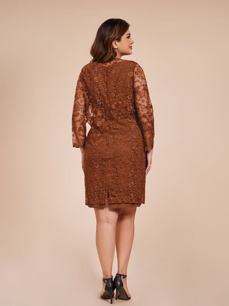 2 Stück Mantel Mutter der Braut Kleid mit langen Ärmeln Spitze Jacke
