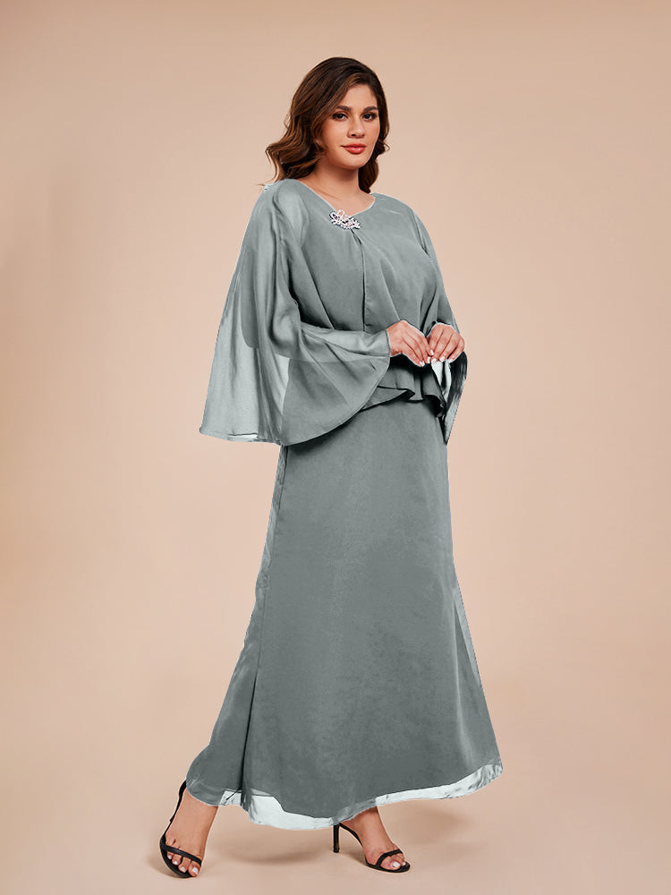Classy Spalte Knöchellang Chiffon Mutter der Braut Kleid mit Kristall