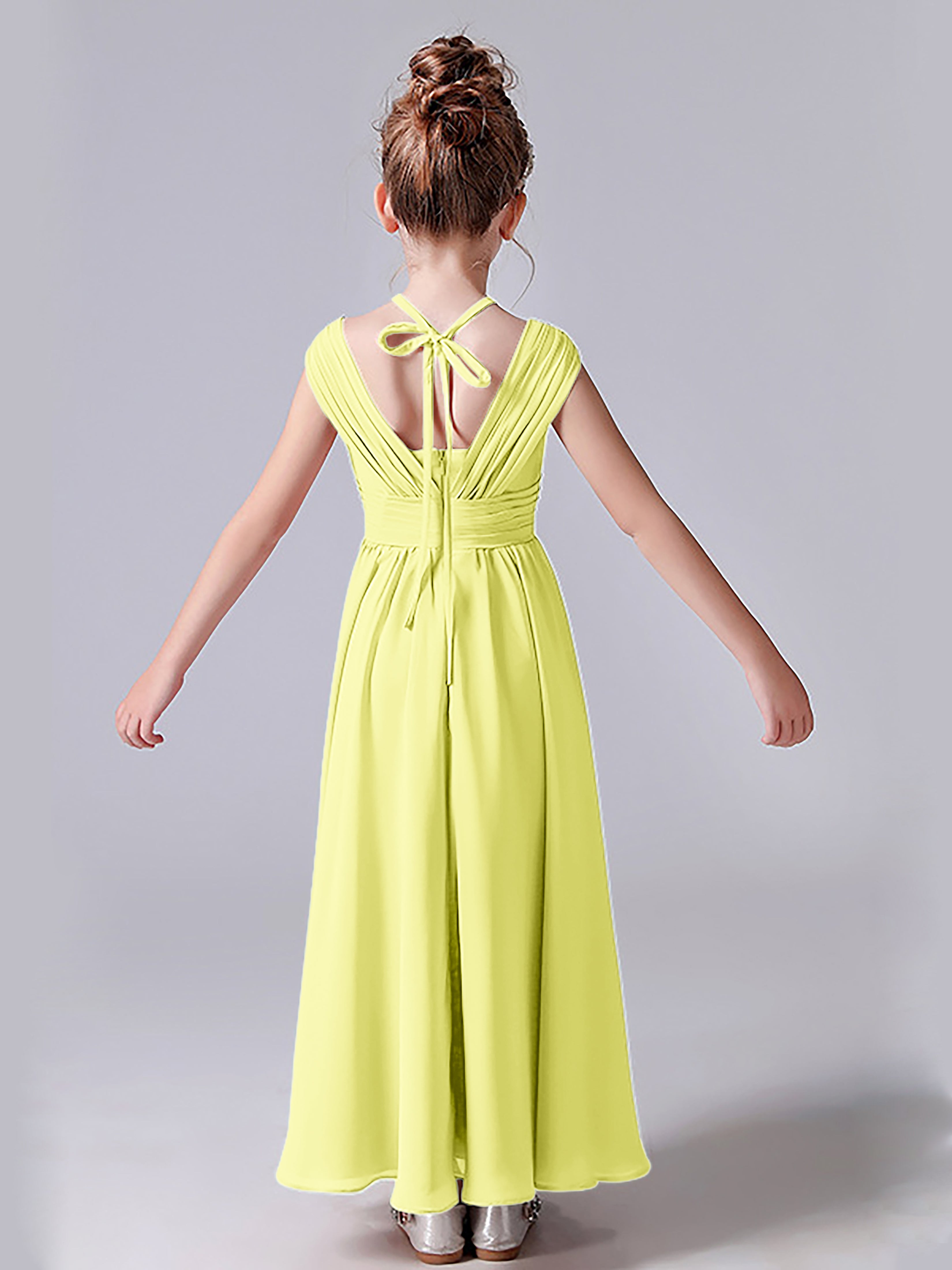 Neckholder Kleid für junge Brautjungfern mit V-Rücken