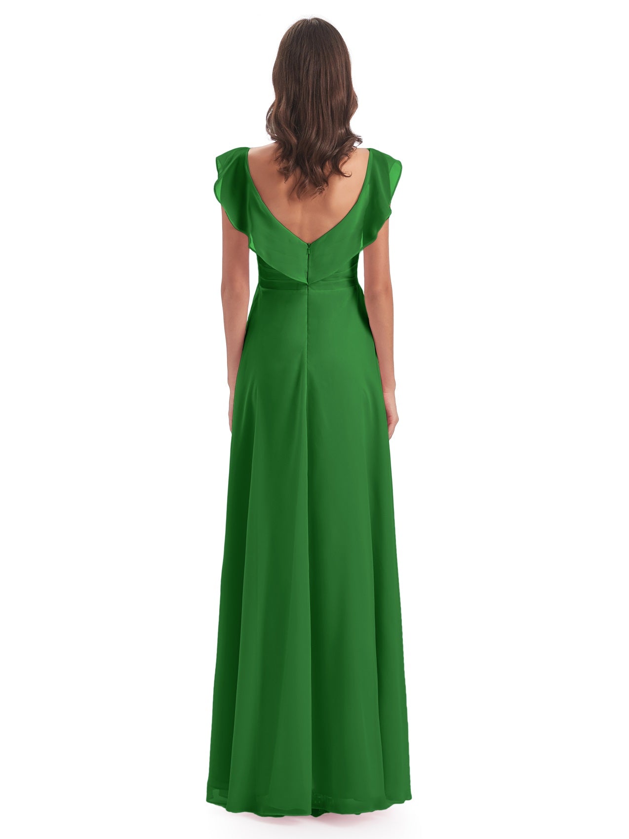 Courtney Etui-Säule Bodenlange V-Ausschnitt Chiffon Lange Brautjungfernkleider