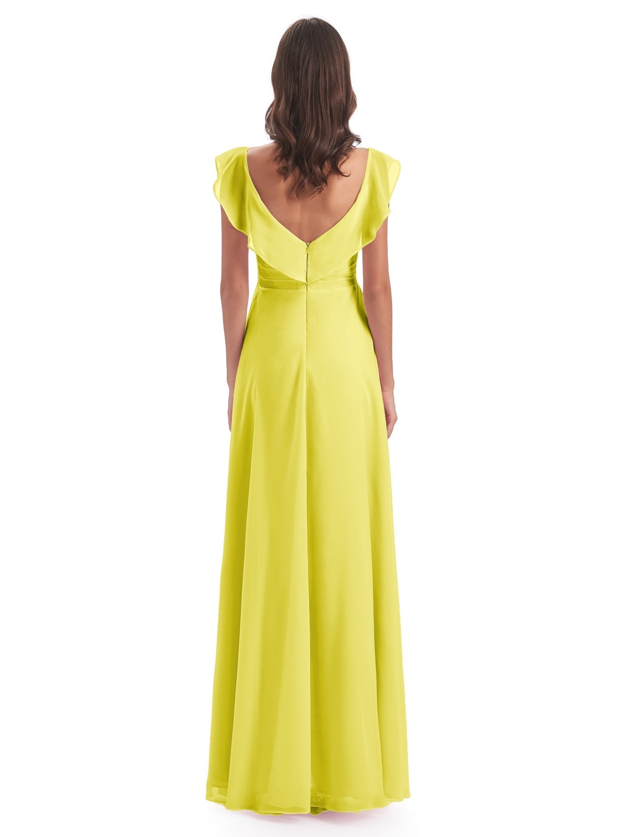 Courtney Etui-Säule Bodenlange V-Ausschnitt Chiffon Lange Brautjungfernkleider