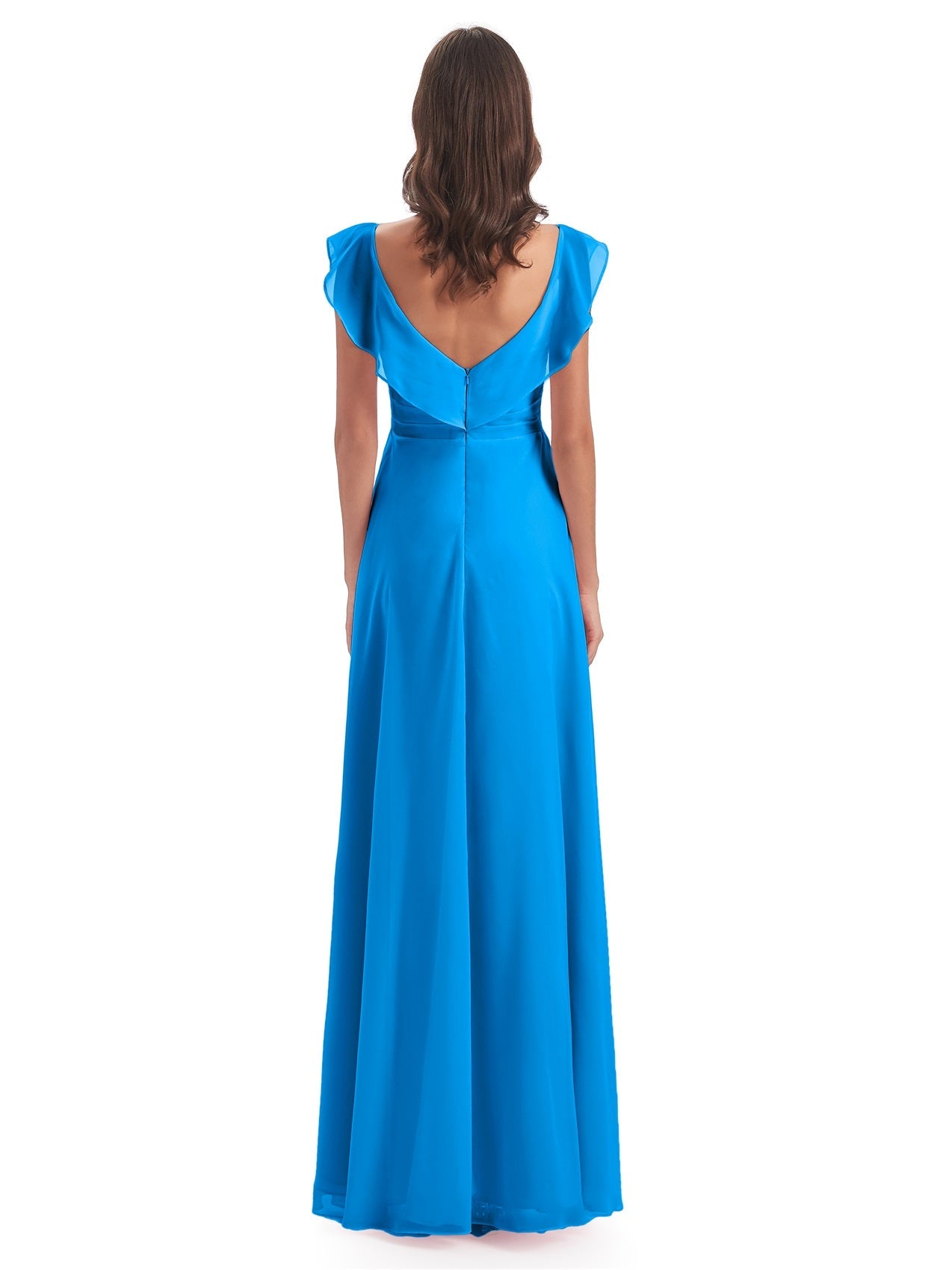 Courtney Etui-Säule Bodenlange V-Ausschnitt Chiffon Lange Brautjungfernkleider