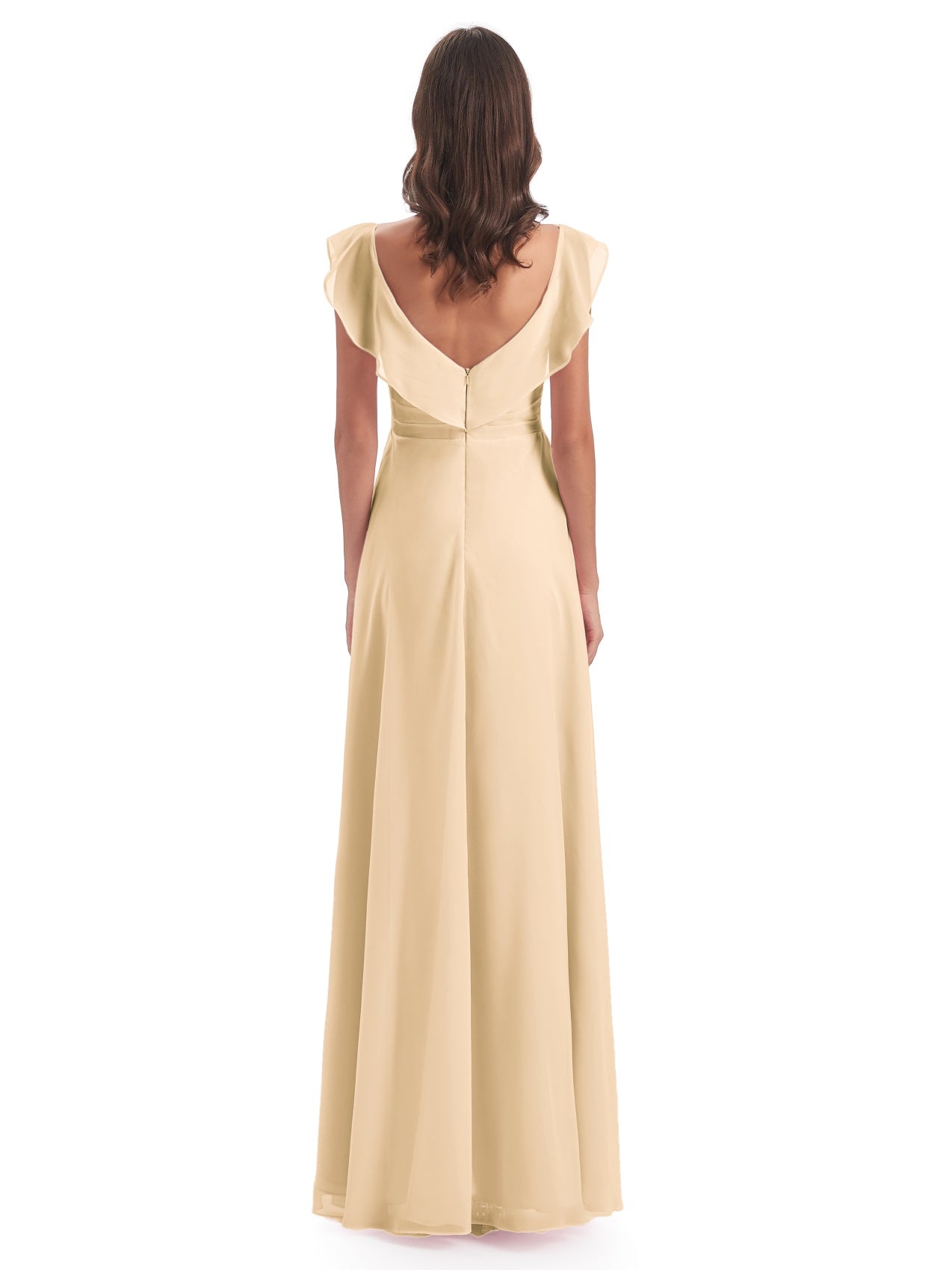 Courtney Etui-Säule Bodenlange V-Ausschnitt Chiffon Lange Brautjungfernkleider