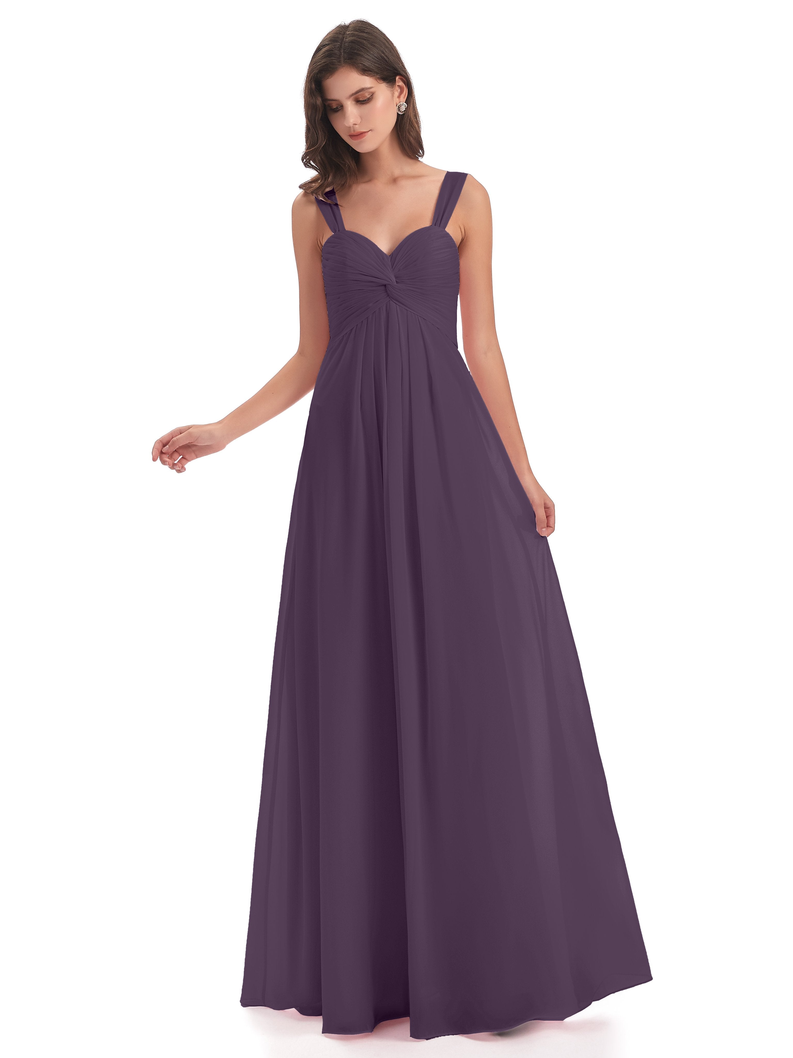 Egypt Etui-Säule Bodenlange Trägern Chiffon Lange schwangere Brautjungfernkleider