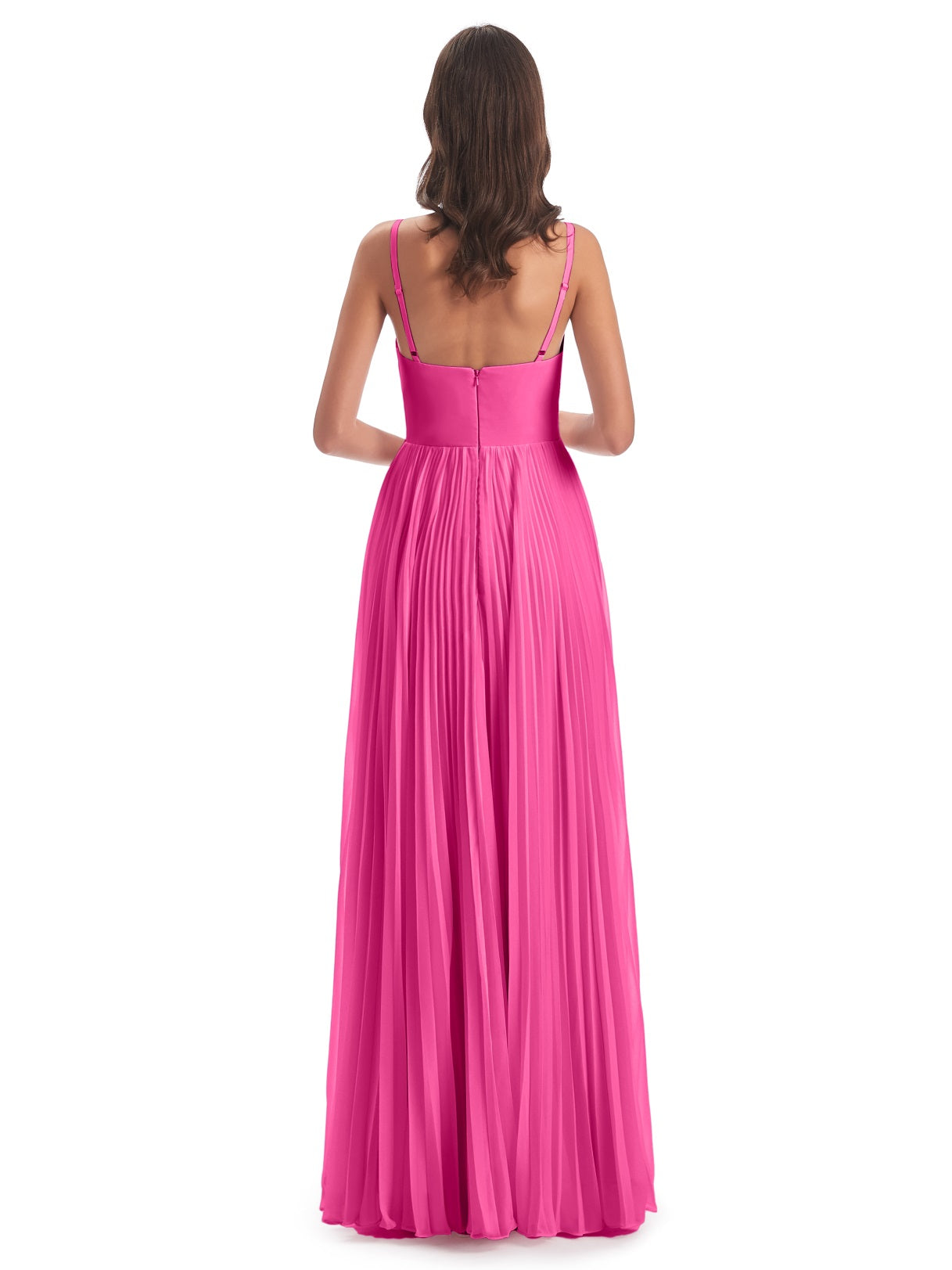 Jazlynn A-Linie Bodenlange Spaghetti-Trägern Chiffon Lange Brautjungfernkleider