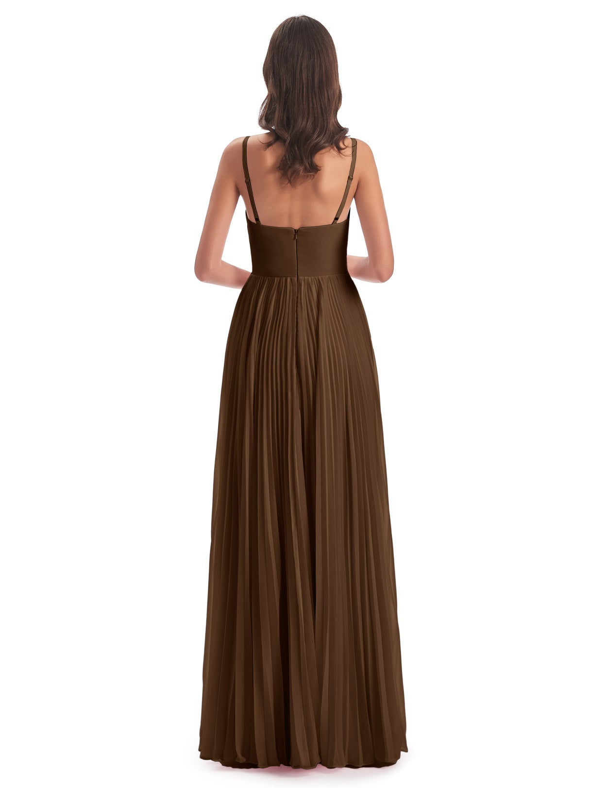 Jazlynn A-Linie Bodenlange Spaghetti-Trägern Chiffon Lange Brautjungfernkleider
