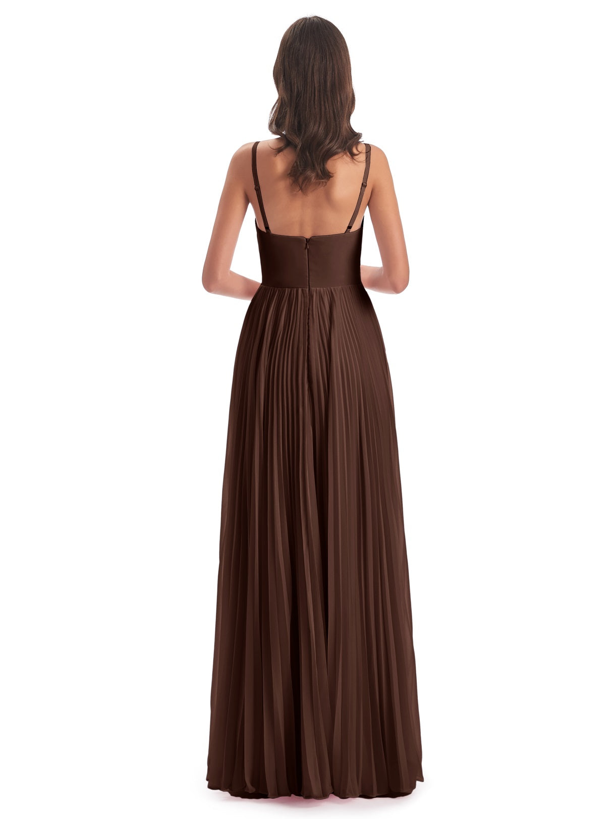 Jazlynn A-Linie Bodenlange Spaghetti-Trägern Chiffon Lange Brautjungfernkleider