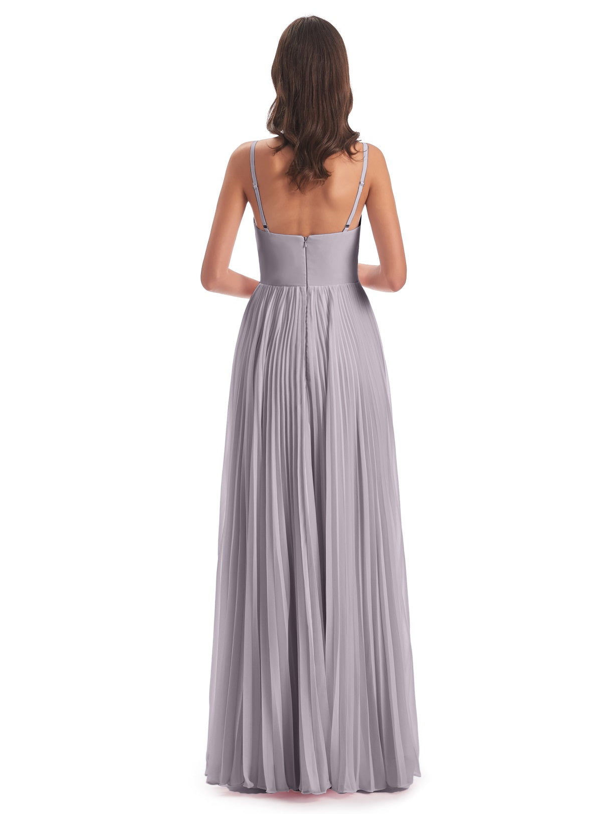 Jazlynn A-Linie Bodenlange Spaghetti-Trägern Chiffon Lange Brautjungfernkleider