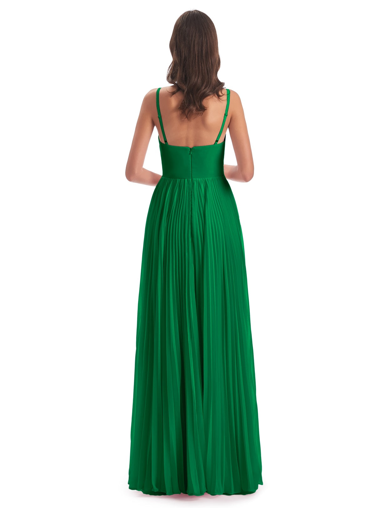 Jazlynn A-Linie Bodenlange Spaghetti-Trägern Chiffon Lange Brautjungfernkleider