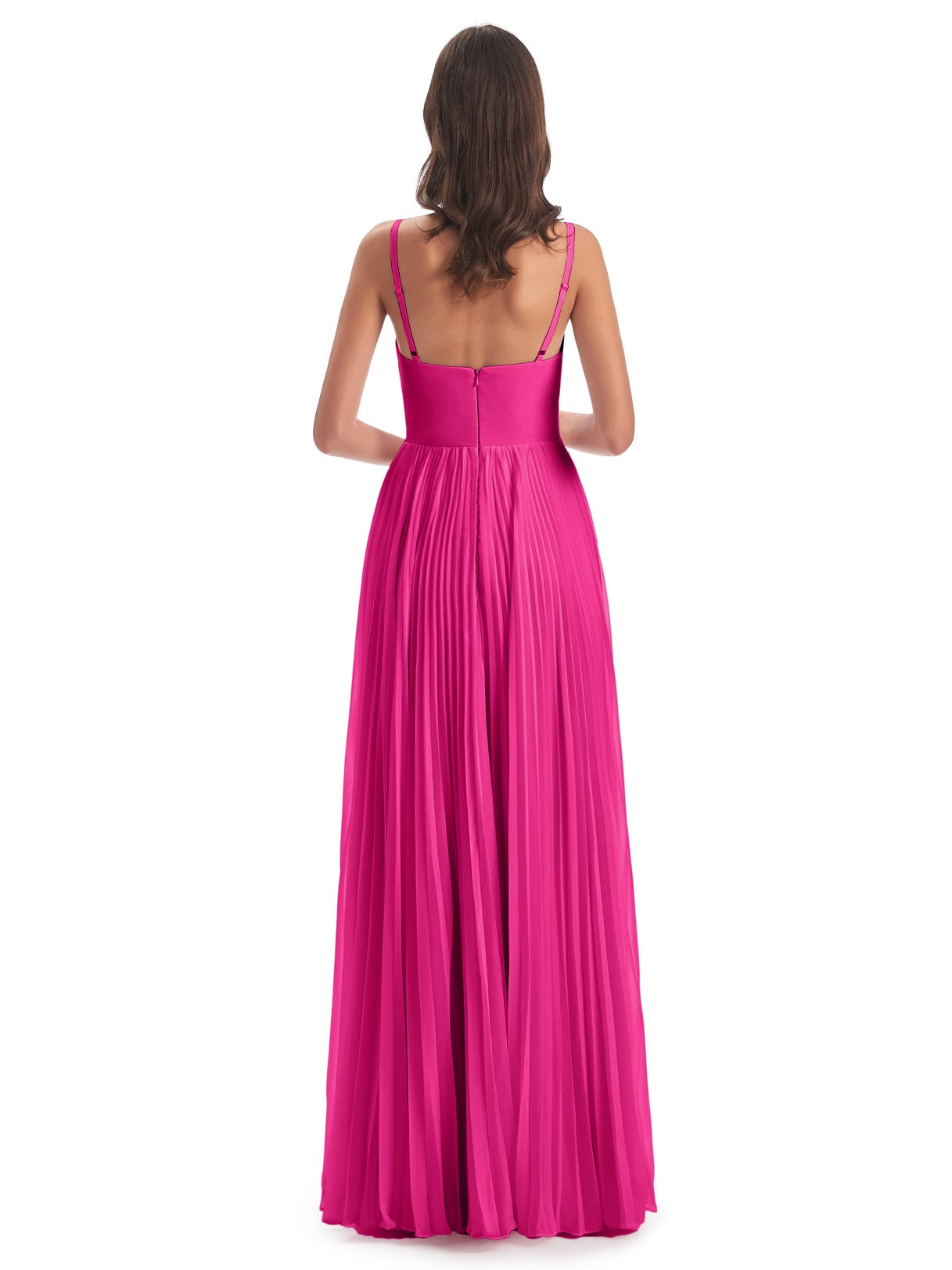 Jazlynn A-Linie Bodenlange Spaghetti-Trägern Chiffon Lange Brautjungfernkleider