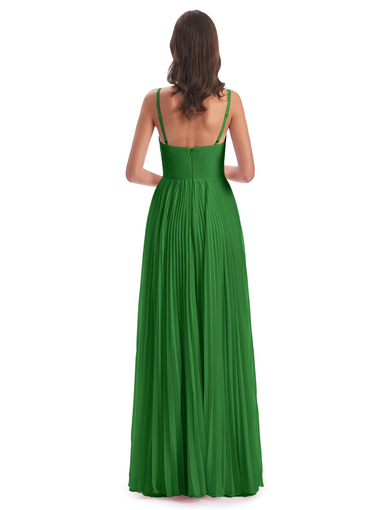 Jazlynn A-Linie Bodenlange Spaghetti-Trägern Chiffon Lange Brautjungfernkleider