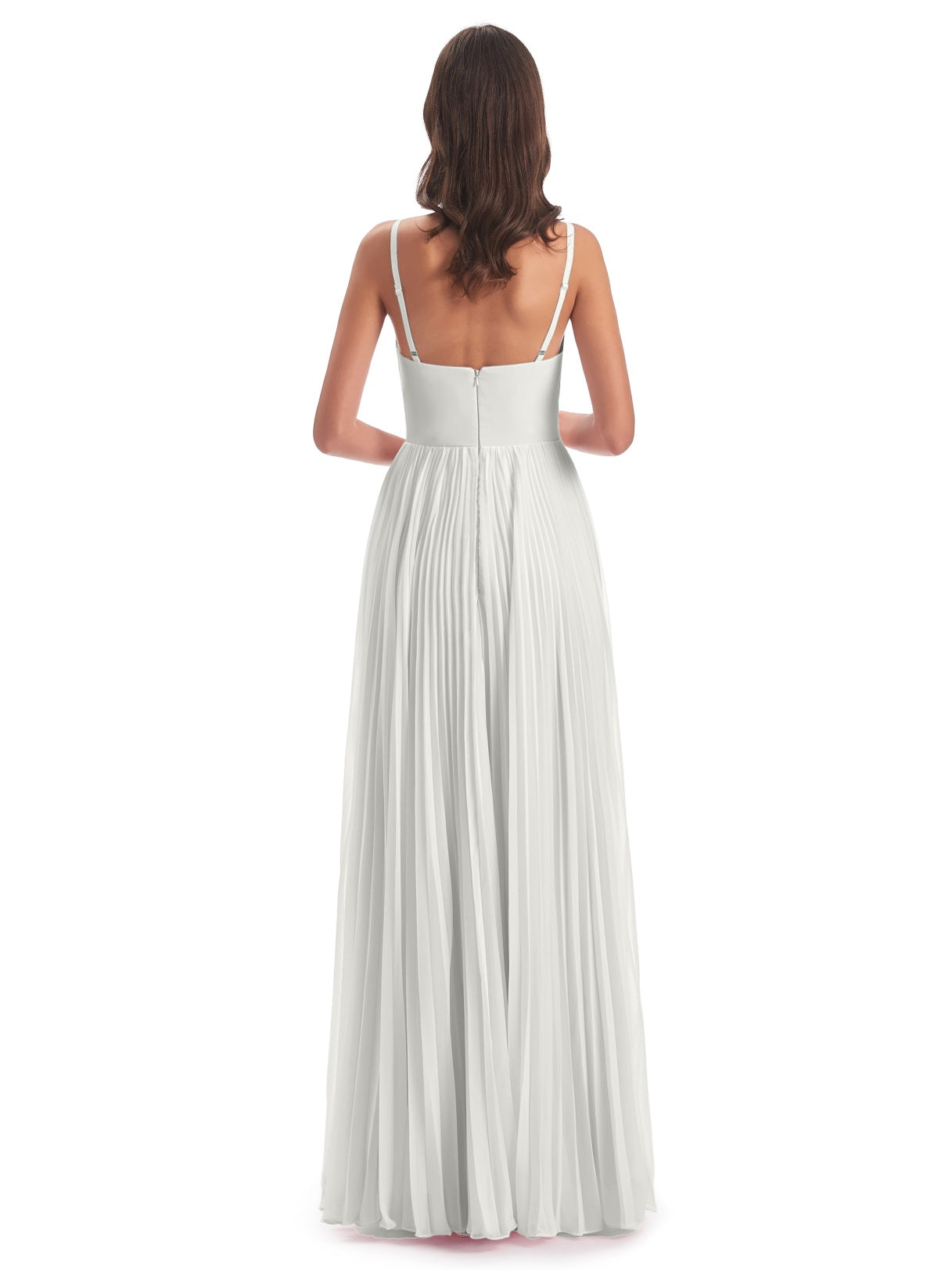 Jazlynn A-Linie Bodenlange Spaghetti-Trägern Chiffon Lange Brautjungfernkleider