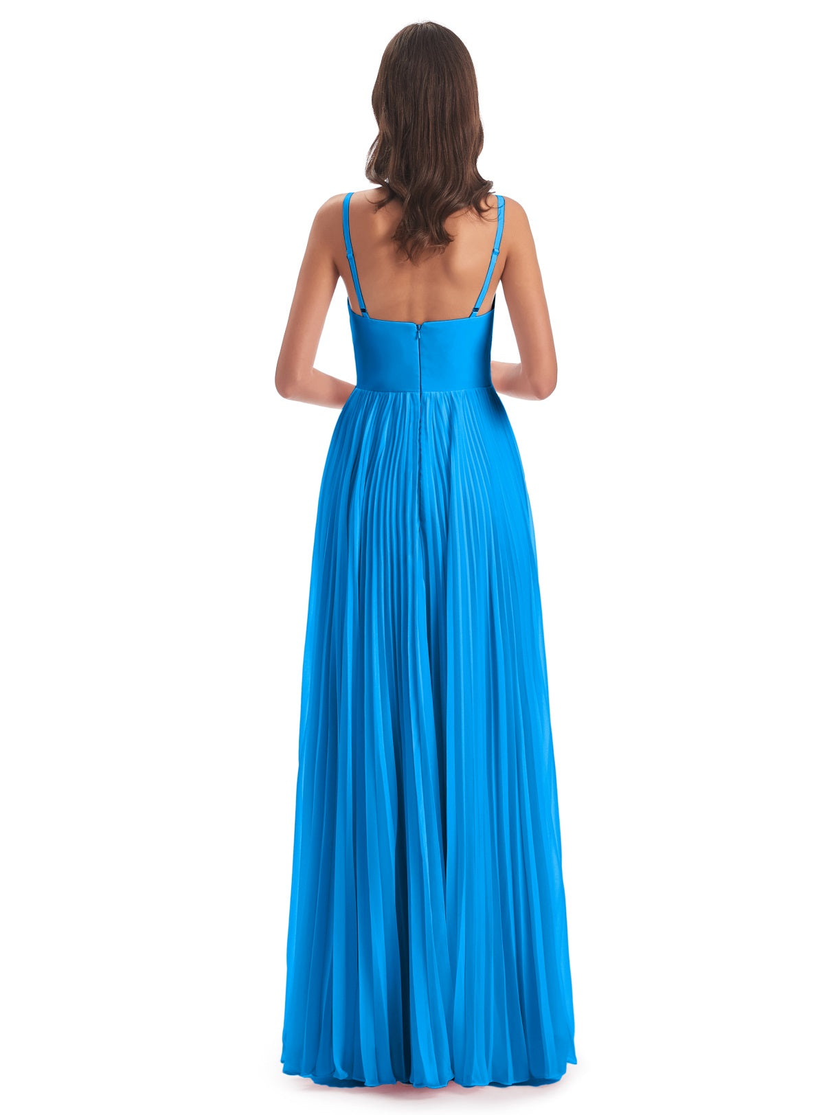 Jazlynn A-Linie Bodenlange Spaghetti-Trägern Chiffon Lange Brautjungfernkleider