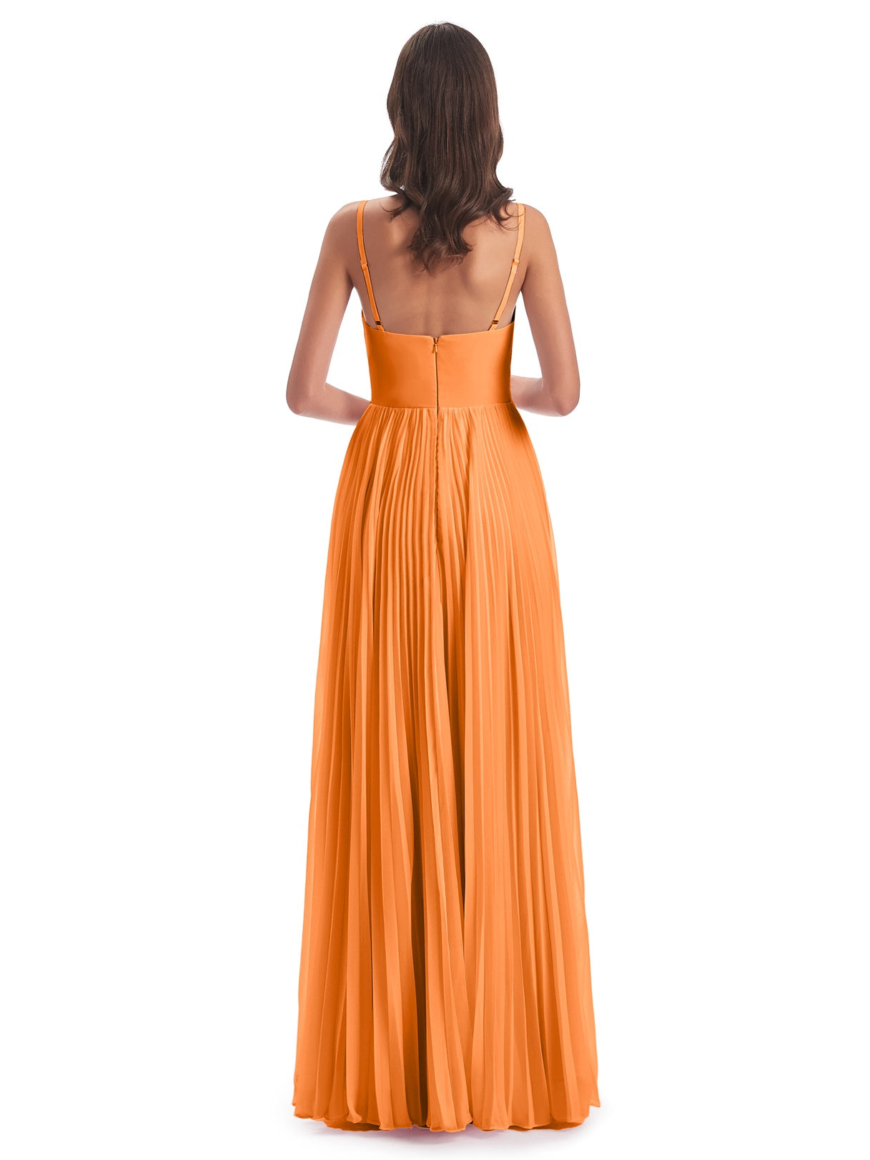 Jazlynn A-Linie Bodenlange Spaghetti-Trägern Chiffon Lange Brautjungfernkleider