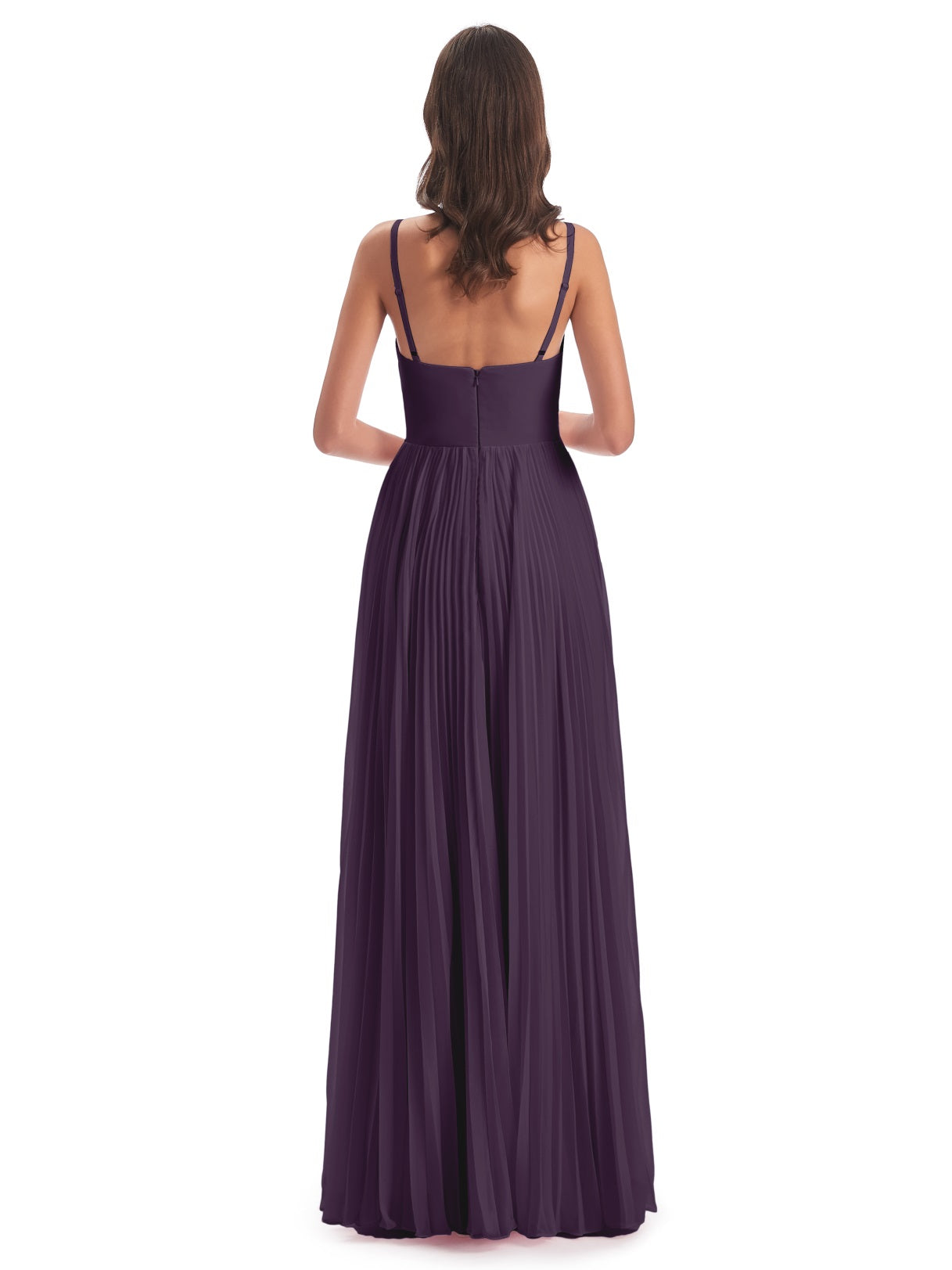 Jazlynn A-Linie Bodenlange Spaghetti-Trägern Chiffon Lange Brautjungfernkleider