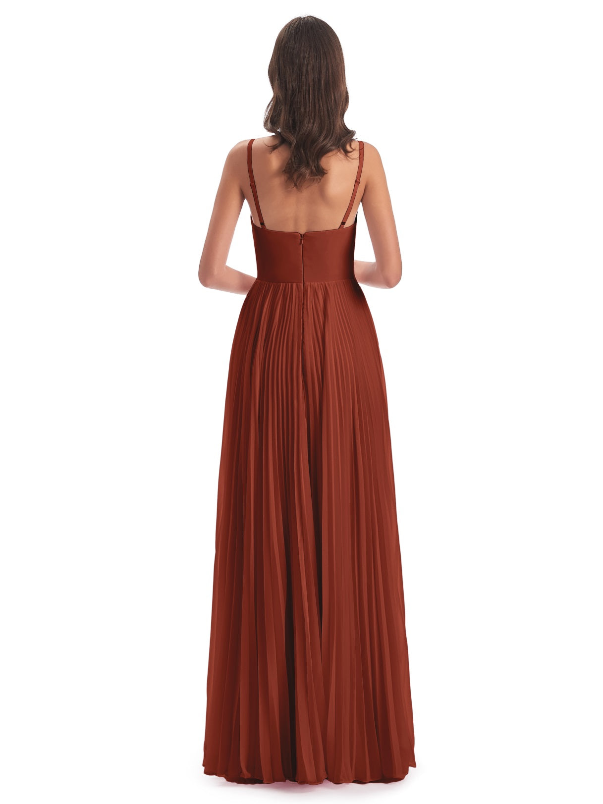 Jazlynn A-Linie Bodenlange Spaghetti-Trägern Chiffon Lange Brautjungfernkleider