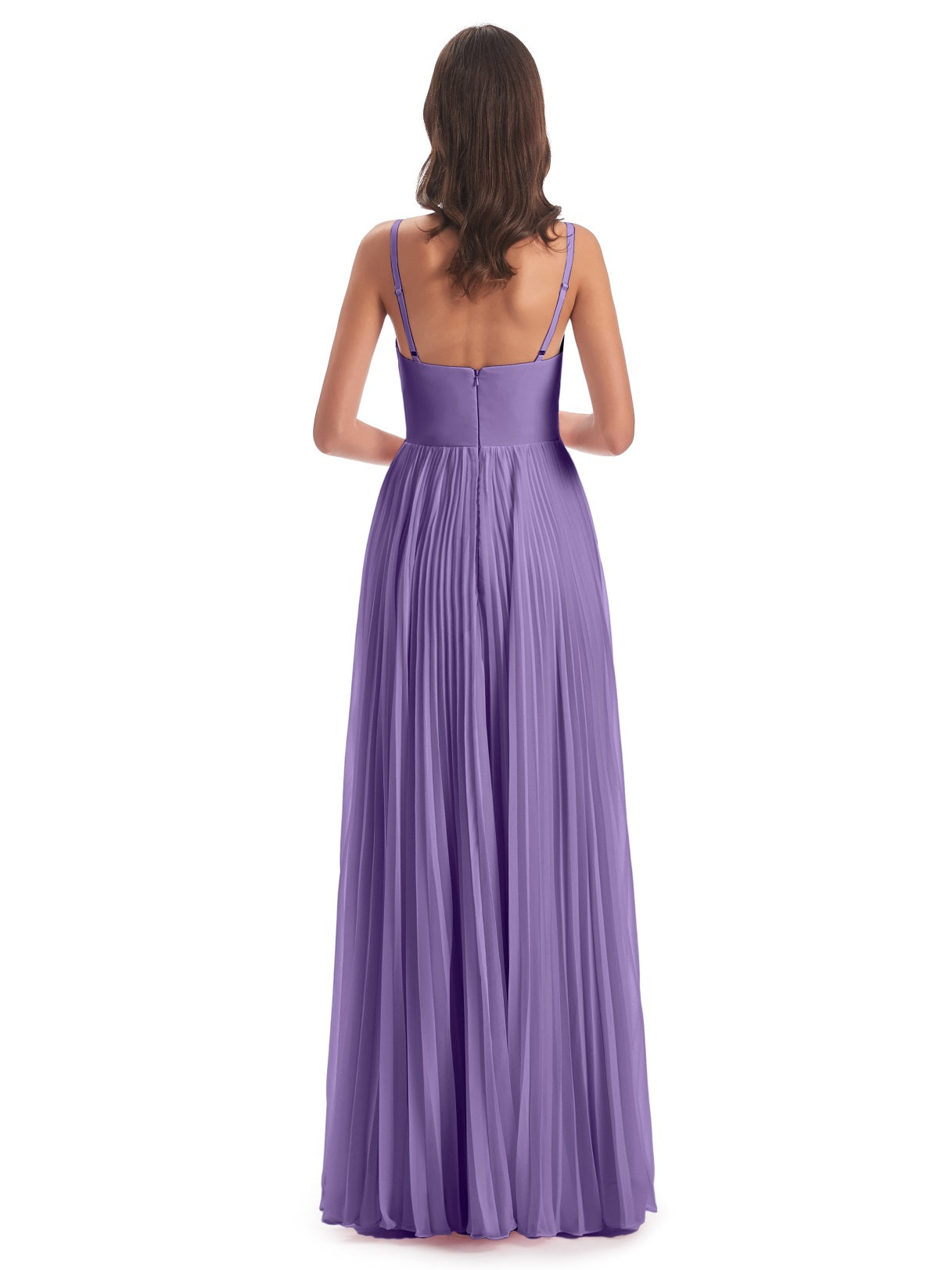 Jazlynn A-Linie Bodenlange Spaghetti-Trägern Chiffon Lange Brautjungfernkleider