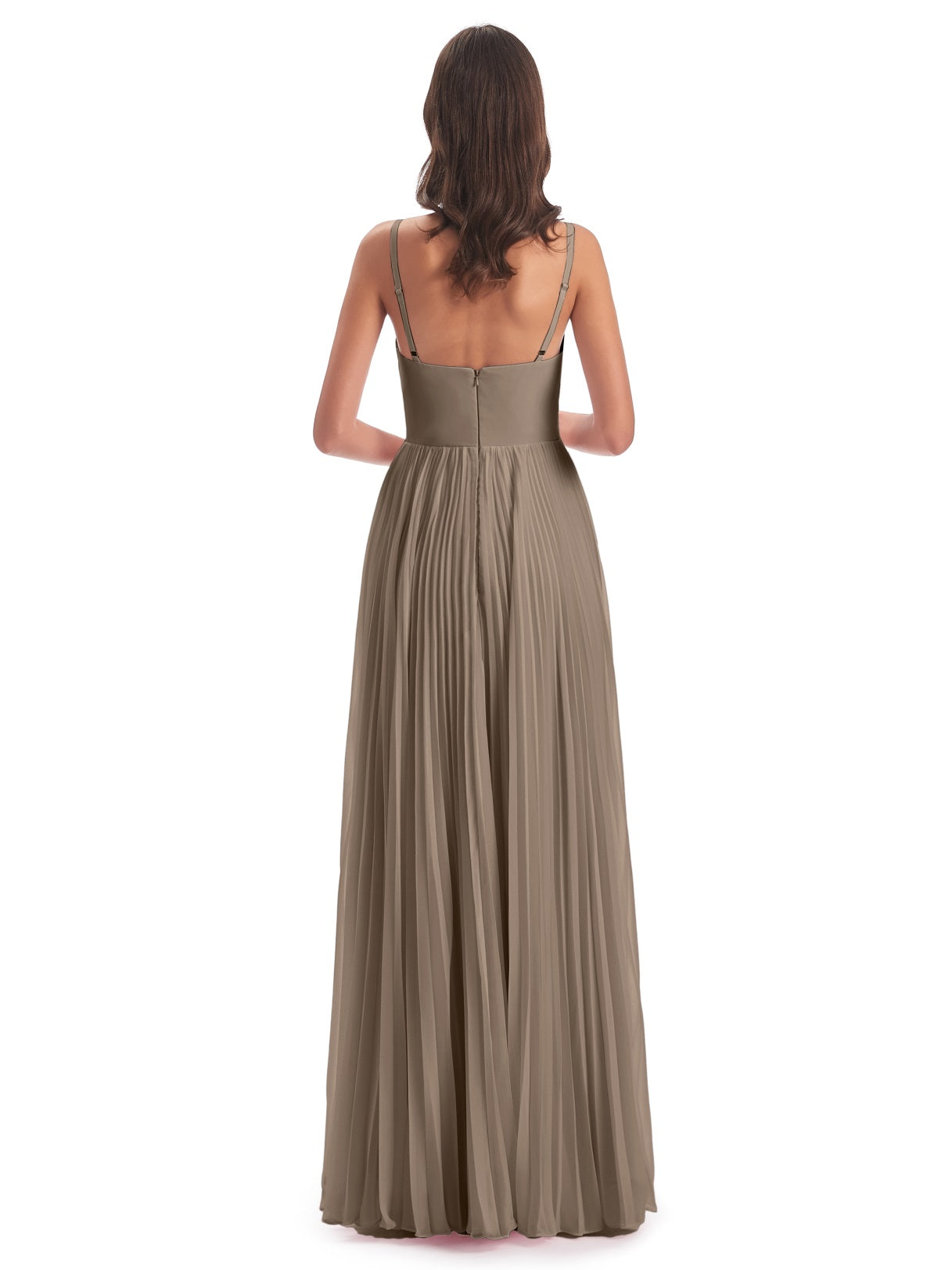 Jazlynn A-Linie Bodenlange Spaghetti-Trägern Chiffon Lange Brautjungfernkleider