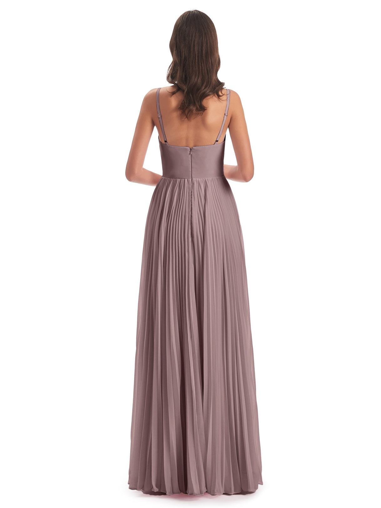 Jazlynn A-Linie Bodenlange Spaghetti-Trägern Chiffon Lange Brautjungfernkleider