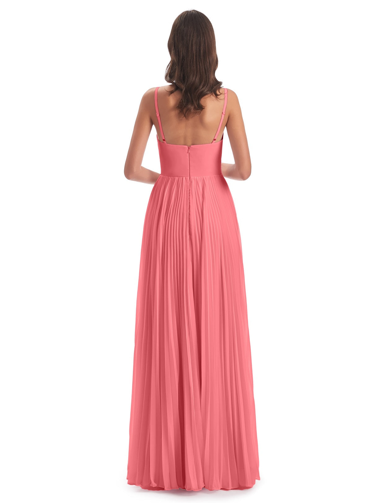 Jazlynn A-Linie Bodenlange Spaghetti-Trägern Chiffon Lange Brautjungfernkleider
