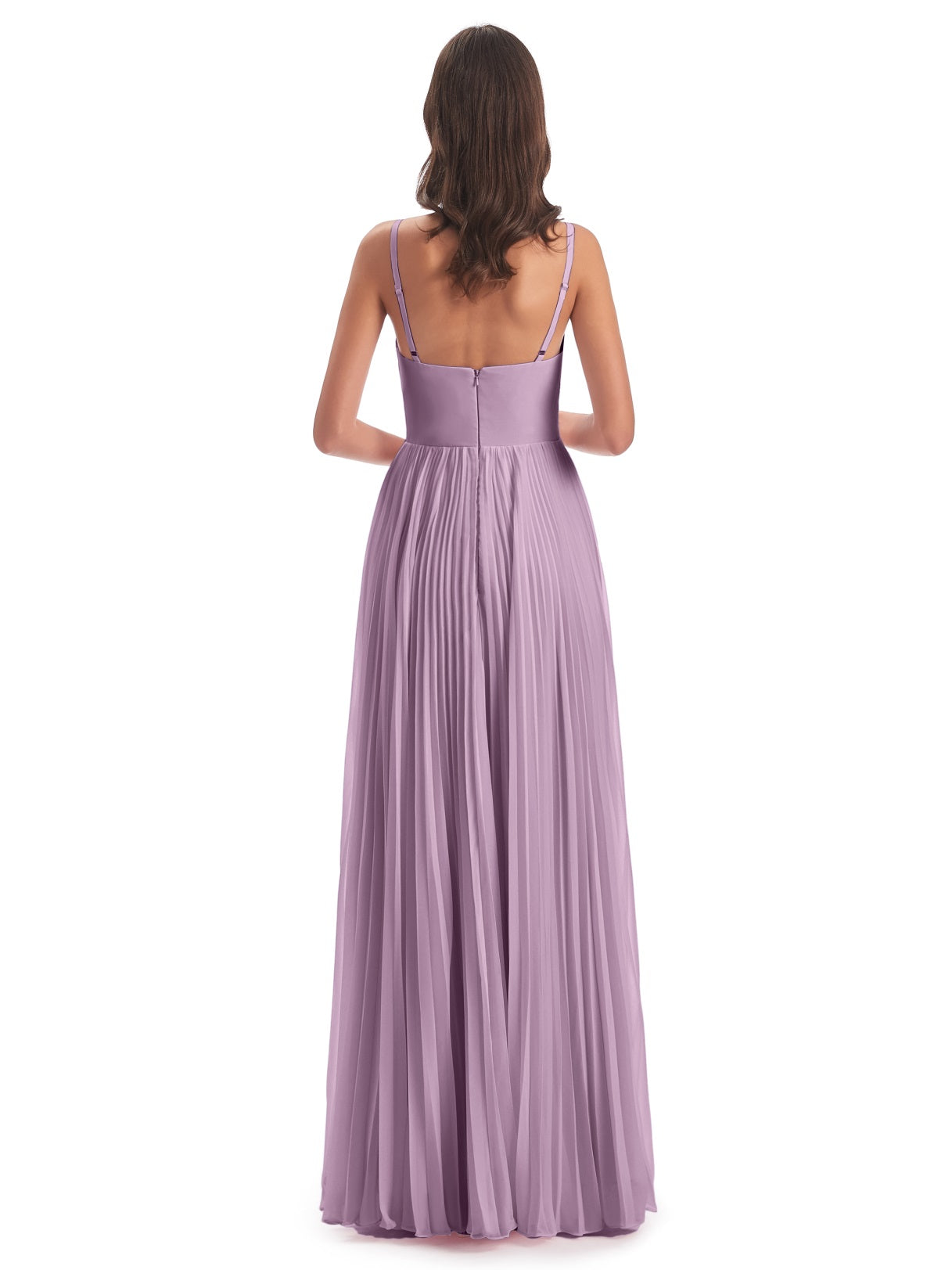 Jazlynn A-Linie Bodenlange Spaghetti-Trägern Chiffon Lange Brautjungfernkleider
