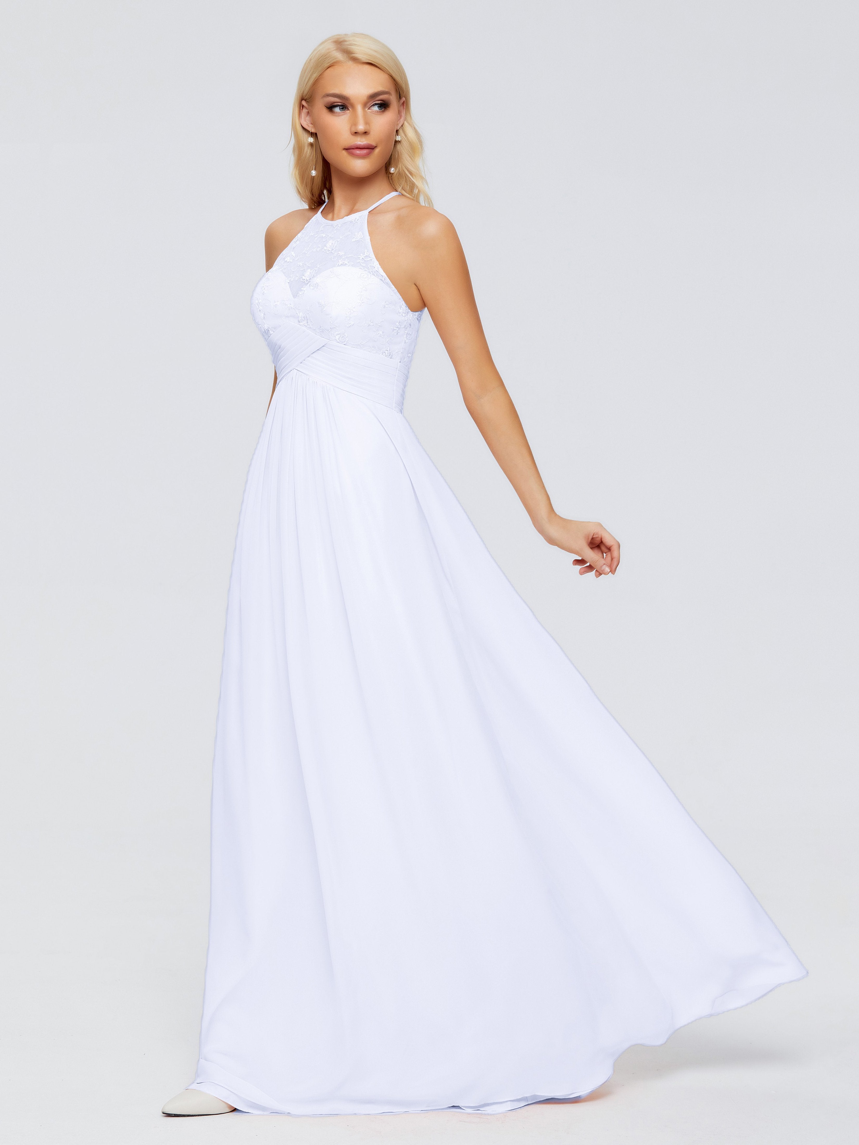 Isabel A-Linie H?ngehals Chiffon Brautjungfernkleider