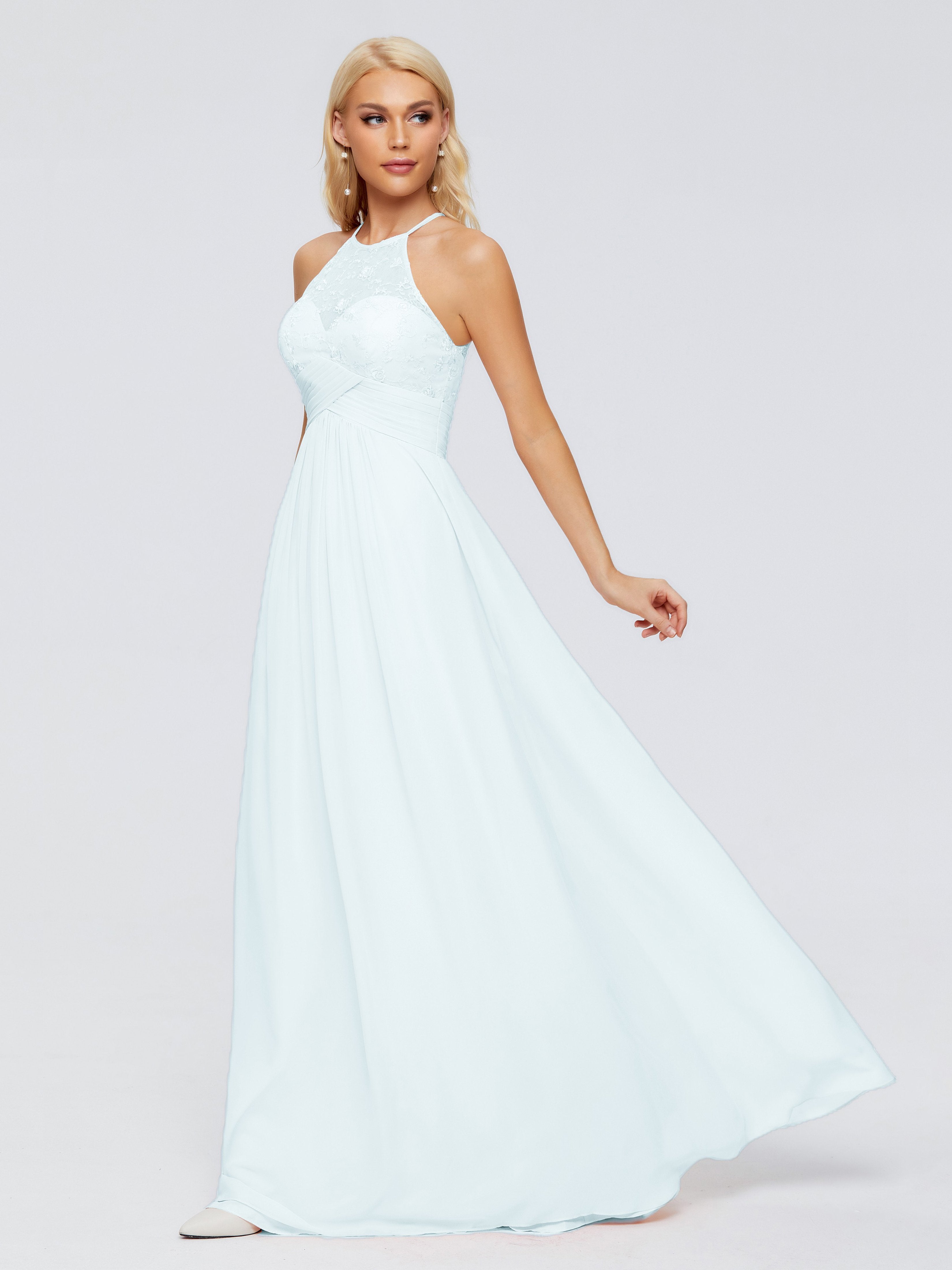 Isabel A-Linie H?ngehals Chiffon Brautjungfernkleider