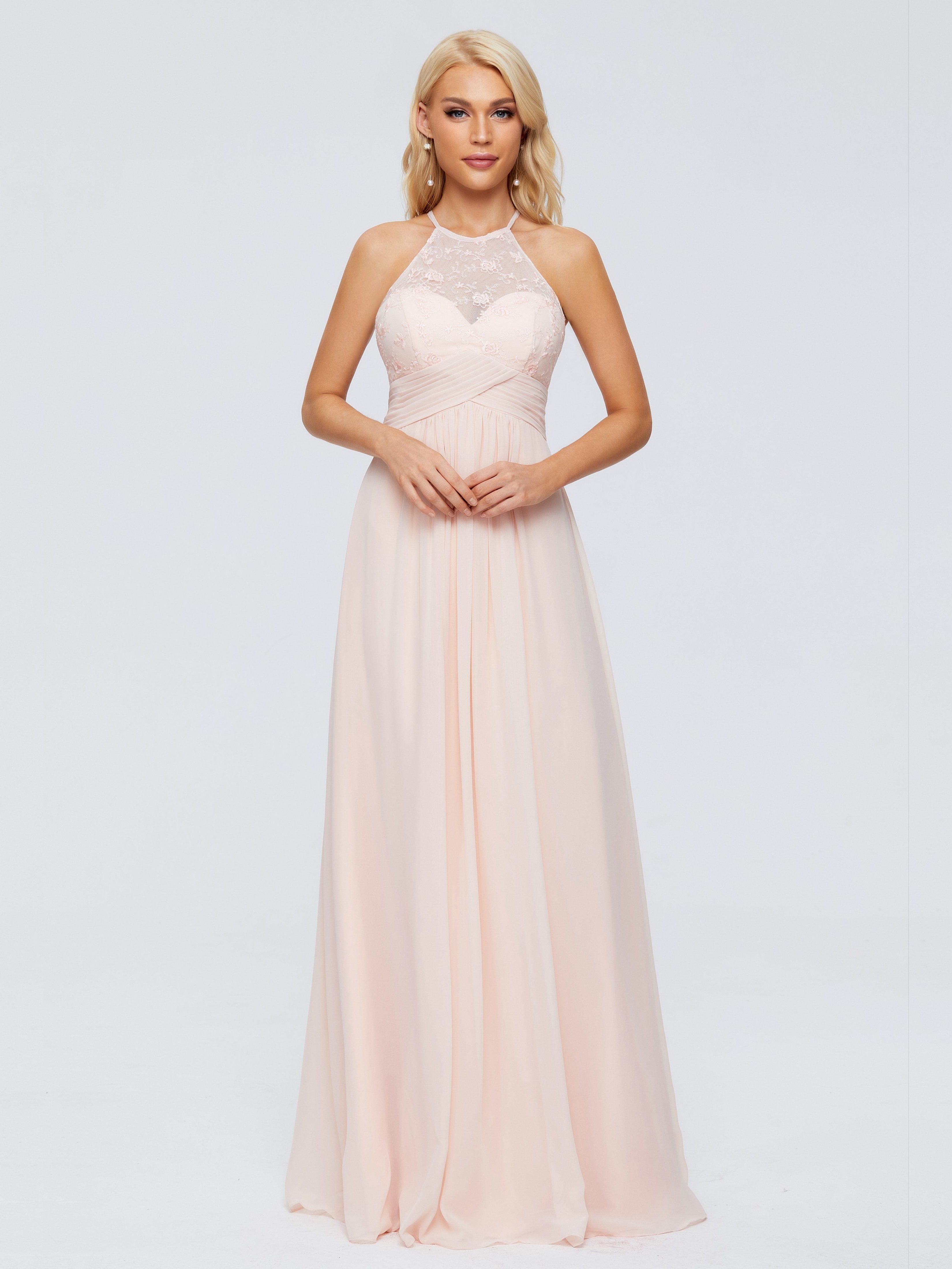 Isabel A-Linie H?ngehals Chiffon Brautjungfernkleider