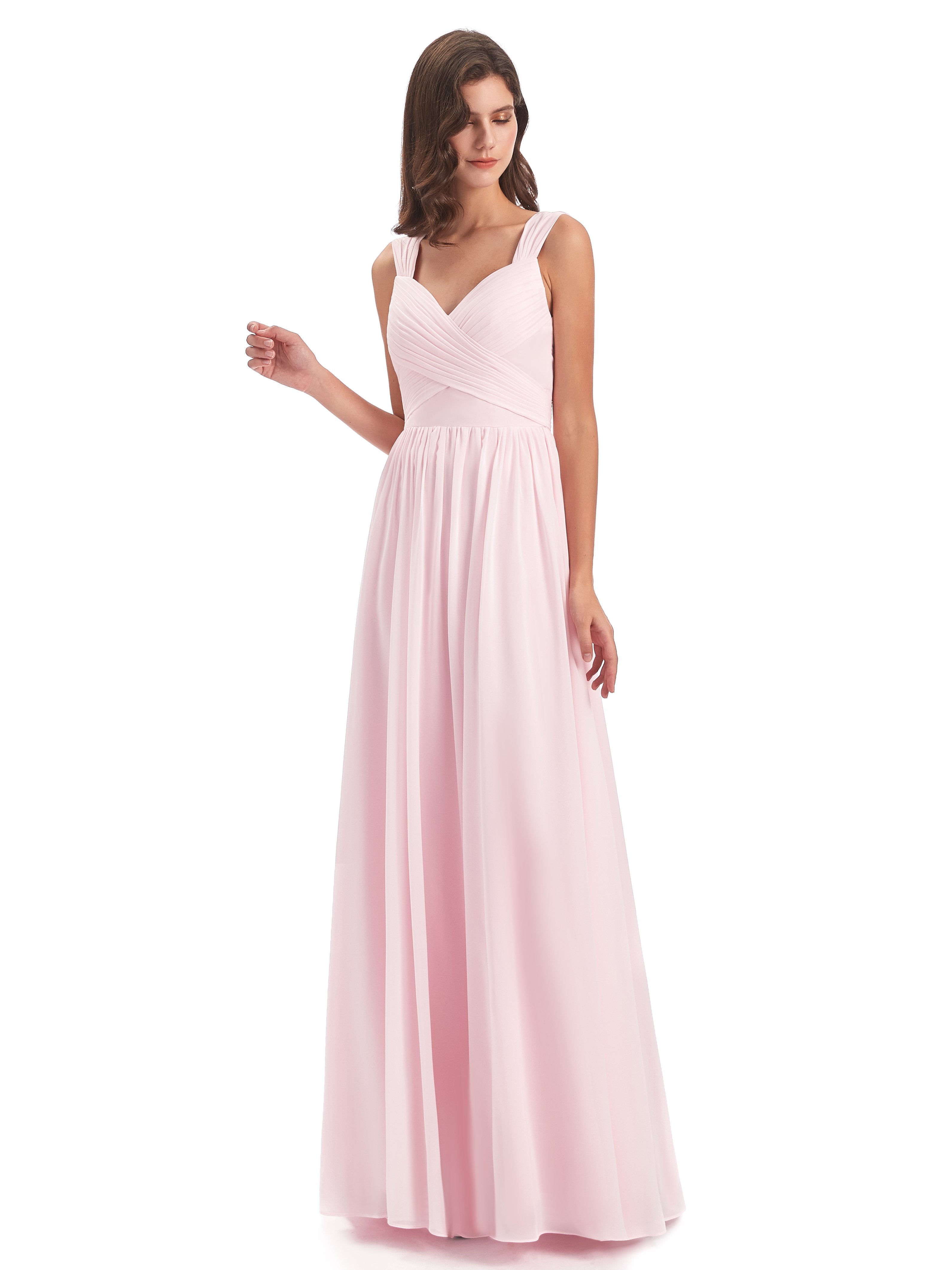 Isabella A-Linie Bodenlange Schlüsselloch Chiffon Lange Brautjungfernkleider