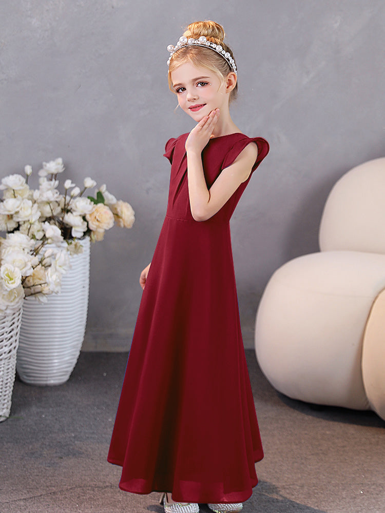 Kappenärmel Chiffon Junior Brautjungfernkleider