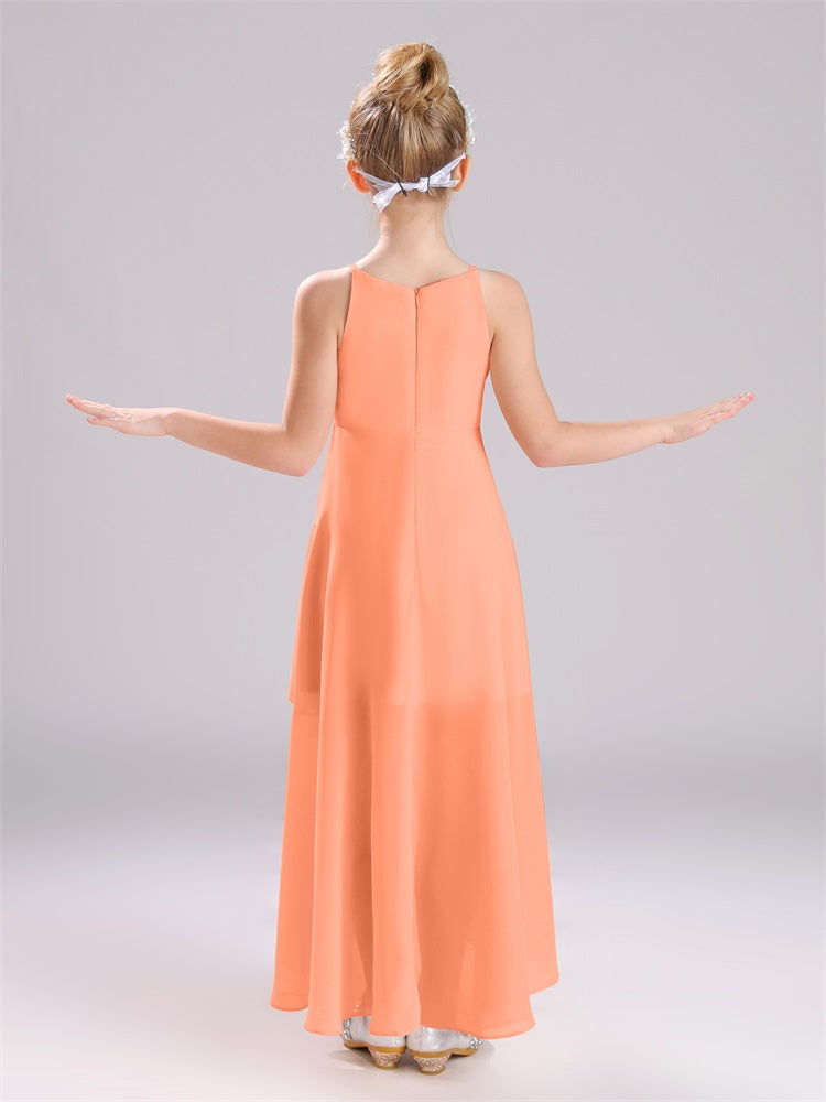 Quadratischer Ausschnitt Spaghetti-Träger Chiffon Kleider für die Junior-Brautjungfer