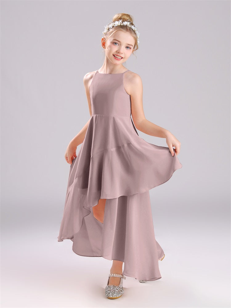 Quadratischer Ausschnitt Spaghetti-Träger Chiffon Kleider für die Junior-Brautjungfer