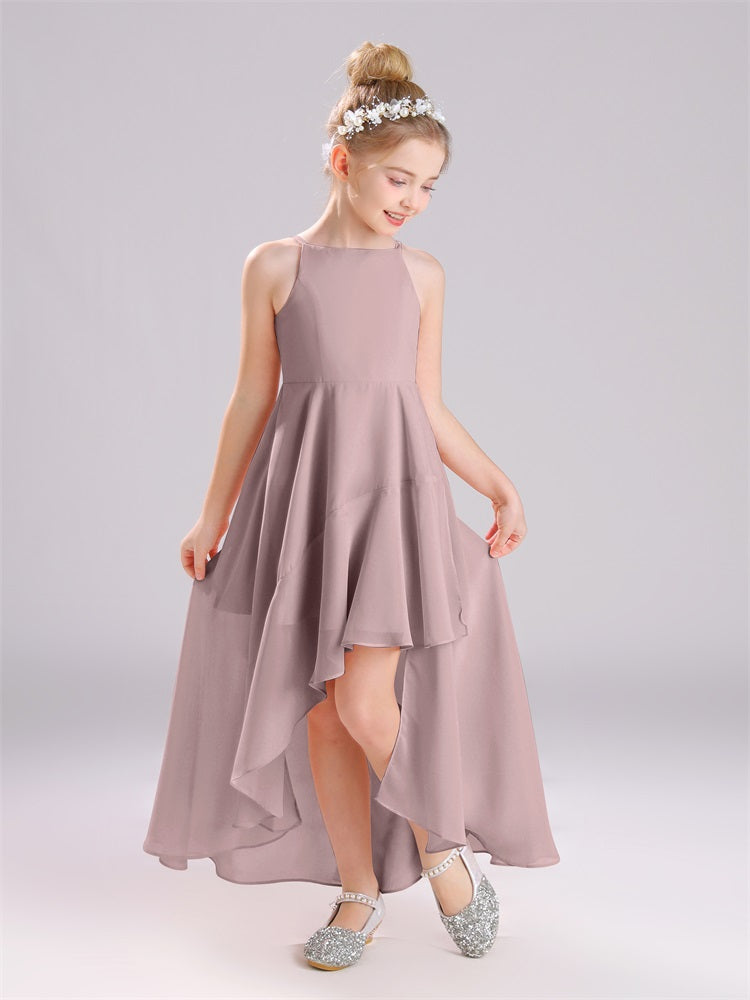 Quadratischer Ausschnitt Spaghetti-Träger Chiffon Kleider für die Junior-Brautjungfer