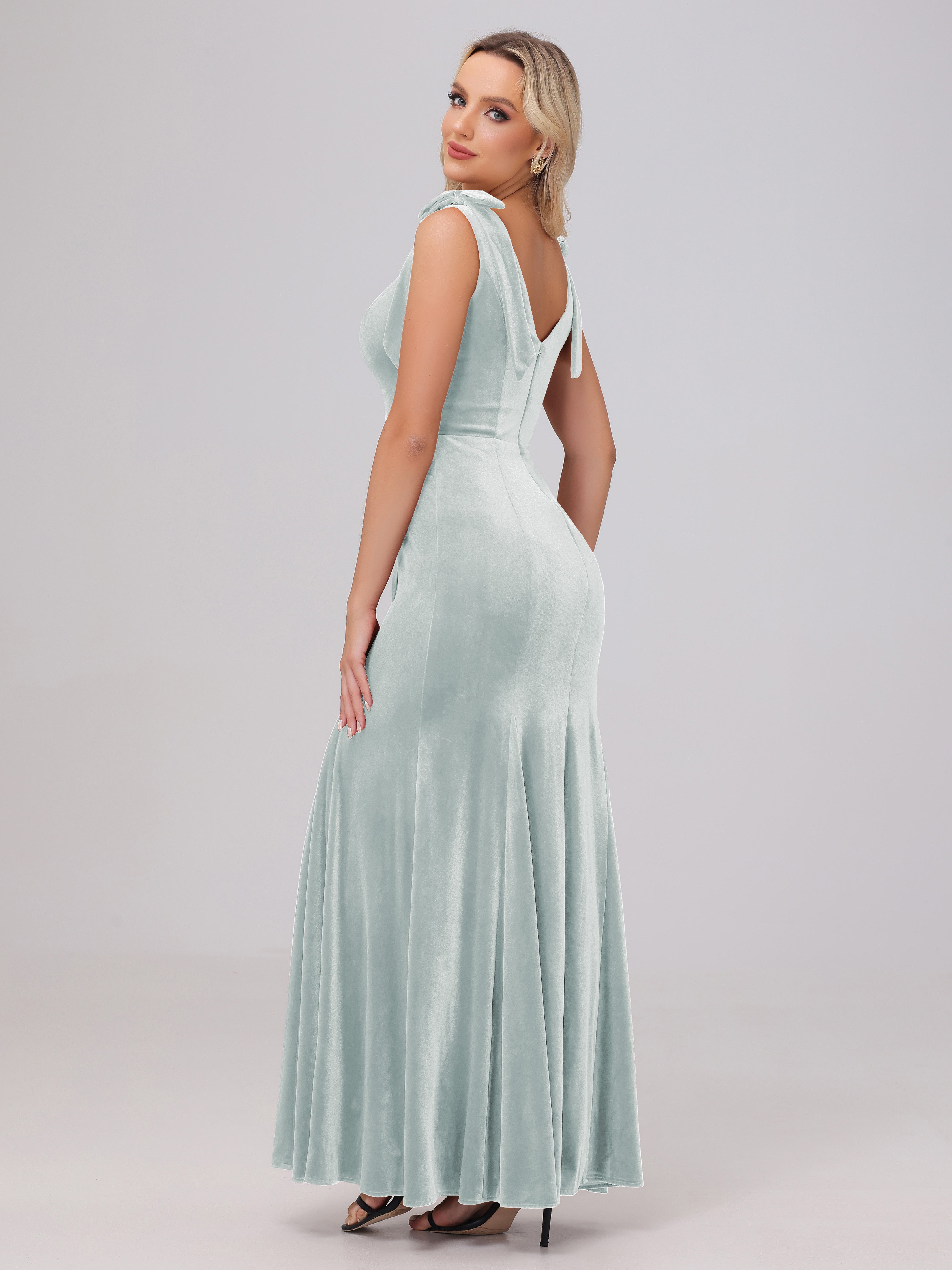 Etui/Kolumne Scoop Ärmellos Lang Samt Brautjungfernkleider