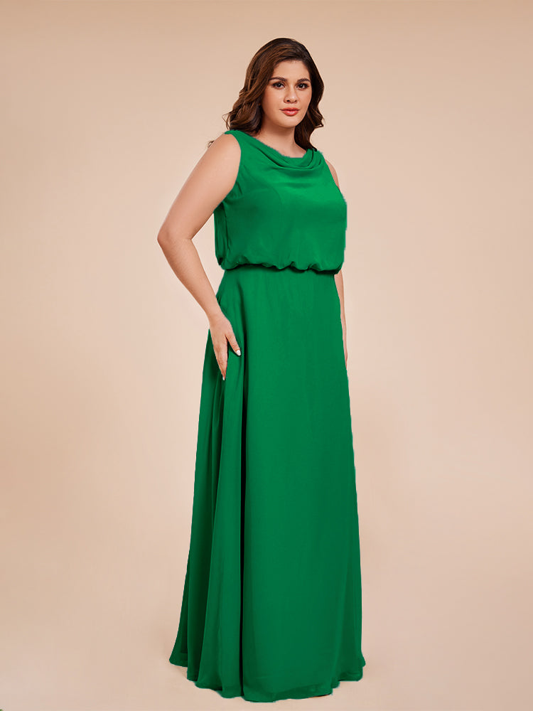 Übergröße Layla Etui-Säule Bodenlange Kapuze V-Ausschnitt Chiffon Lange Brautjungfernkleider