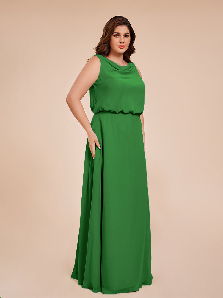 Übergröße Layla Etui-Säule Bodenlange Kapuze V-Ausschnitt Chiffon Lange Brautjungfernkleider