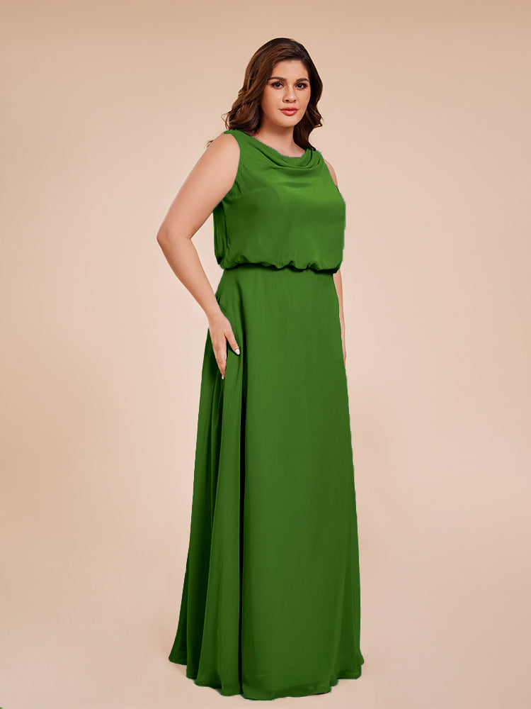 Übergröße Layla Etui-Säule Bodenlange Kapuze V-Ausschnitt Chiffon Lange Brautjungfernkleider