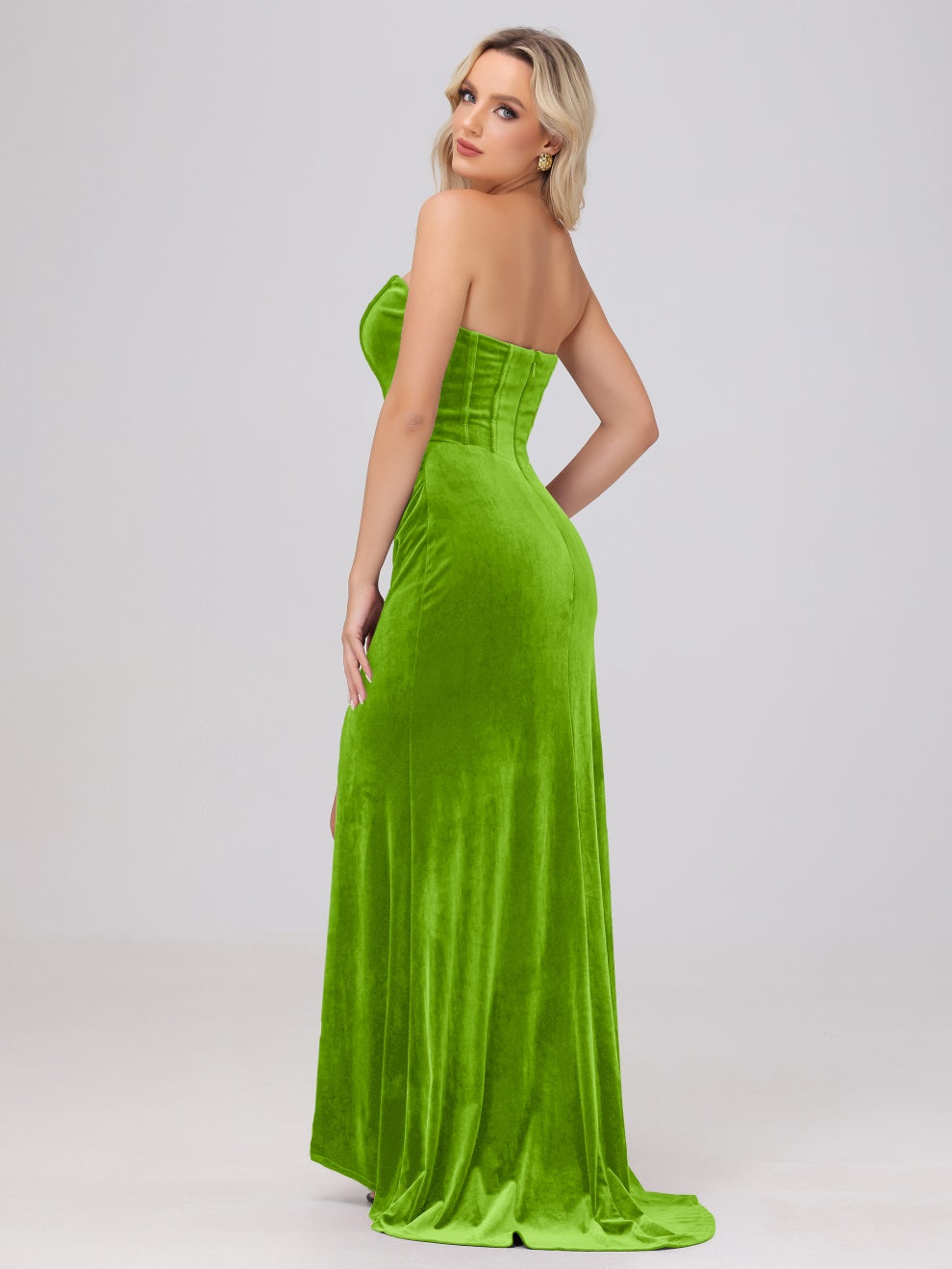 Mantel/Kolumne Trägerlos Plissee Schwungvolle Schleppe Samt Brautjungfernkleider Mit Teilung