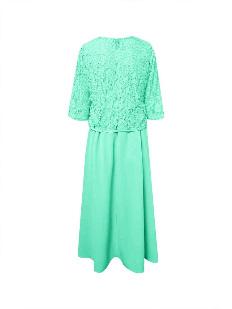 Zwei Stücke Tee Länge Spitze oben Mutter der Braut Kleid Set